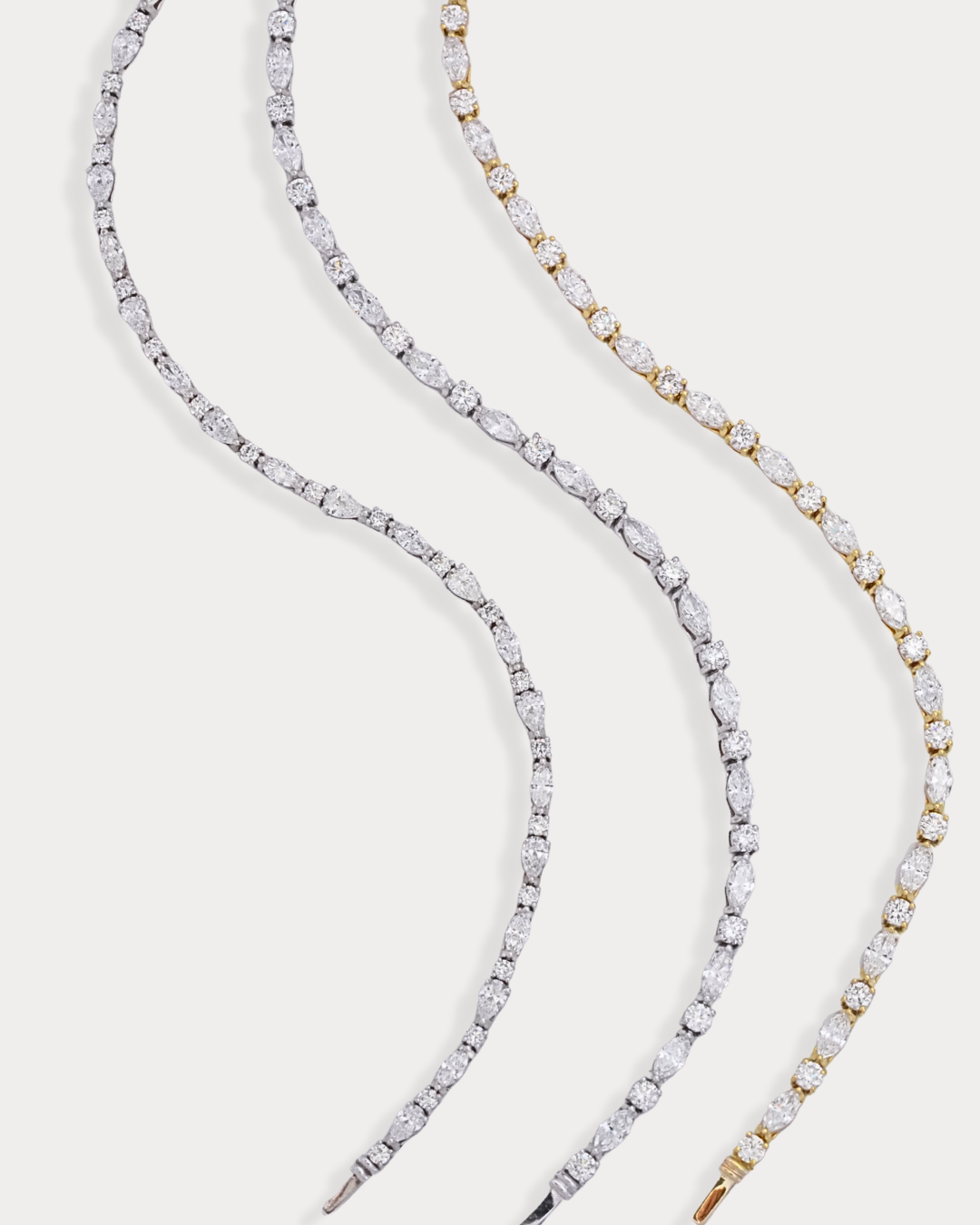 Bracelet tennis en diamants de laboratoire à trois formes