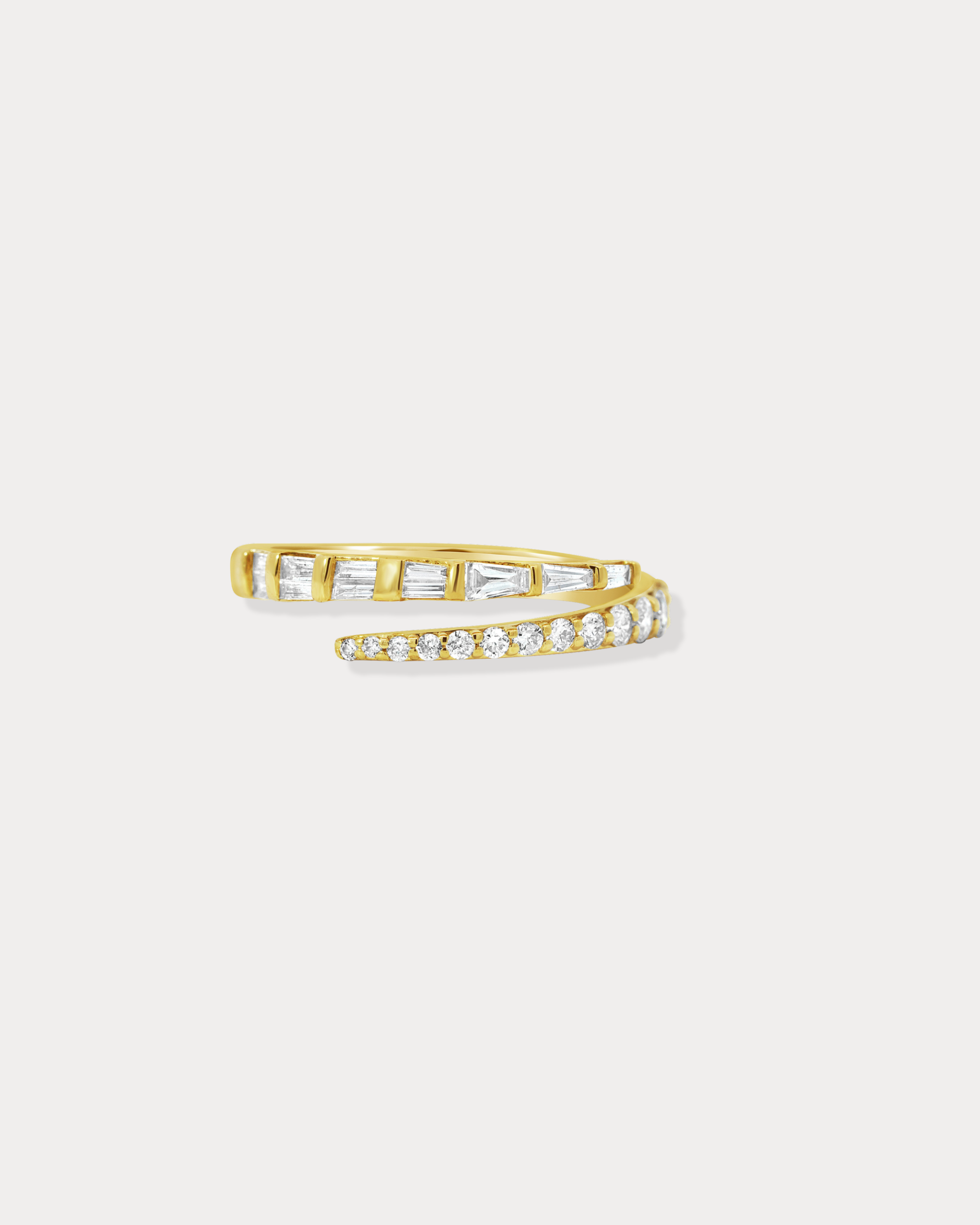 Open Wrap Emerald and Round Diamond Ring