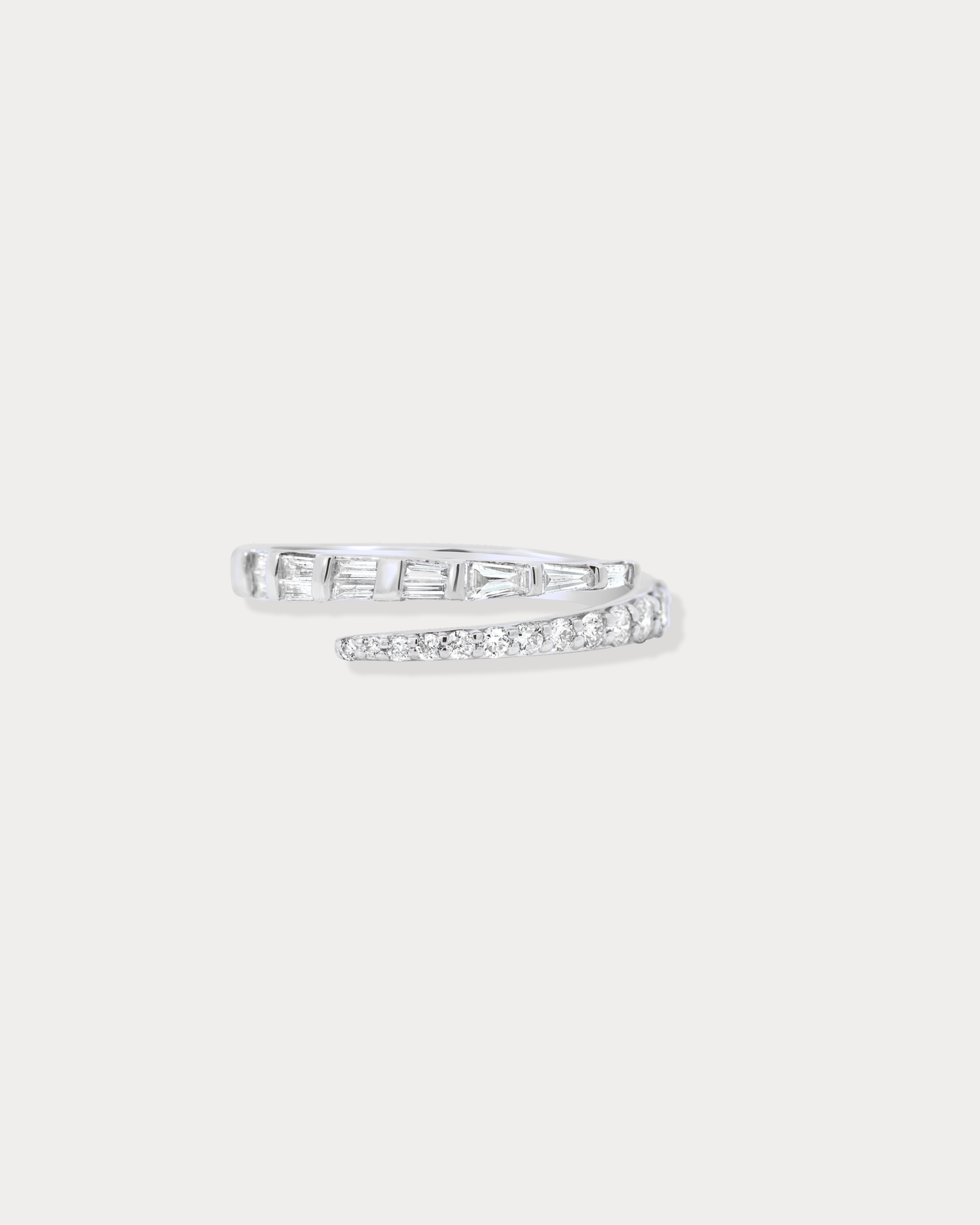 Open Wrap Emerald and Round Diamond Ring