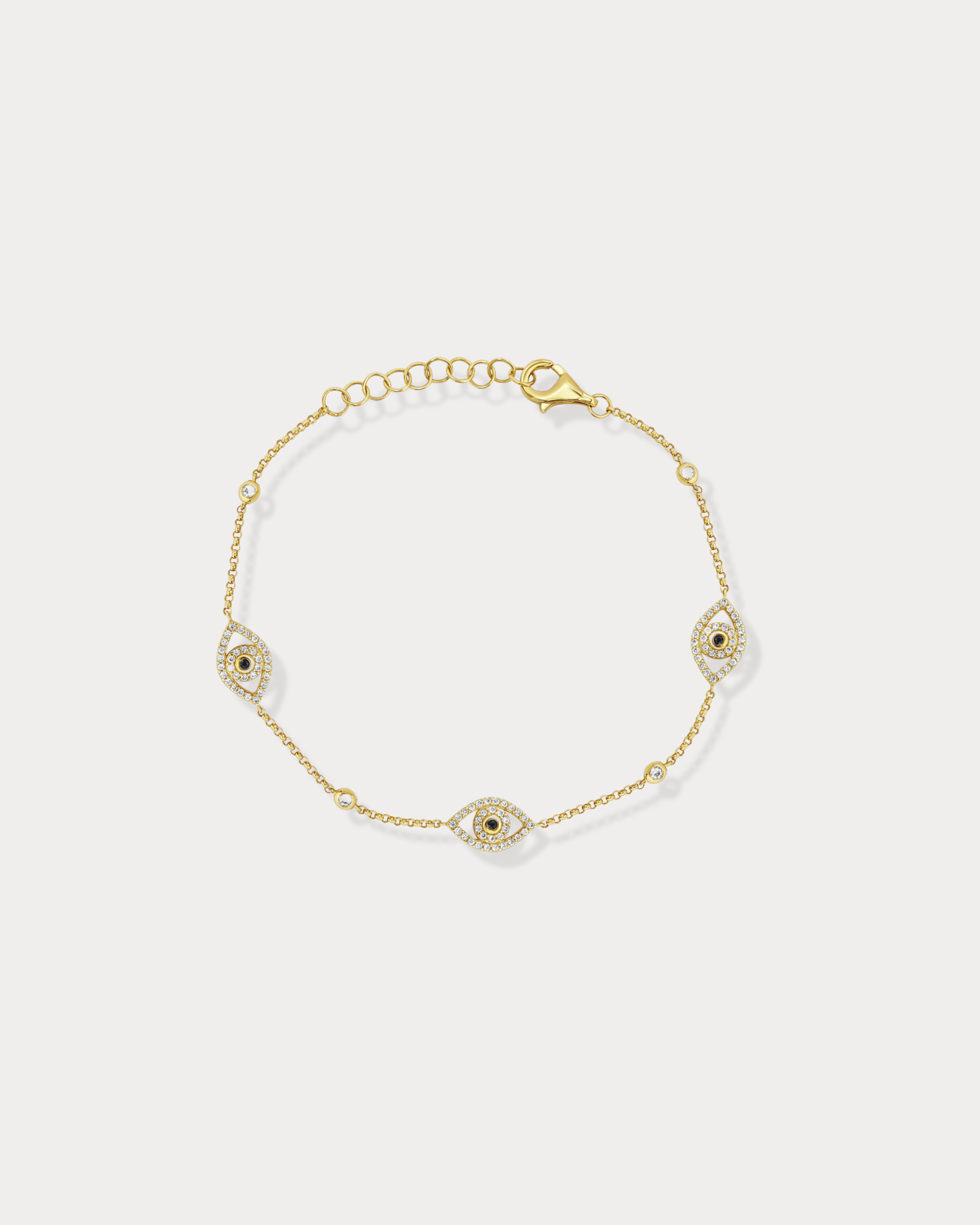 Diamond Evil Eye Bracelet with Bezel-Set Diamonds