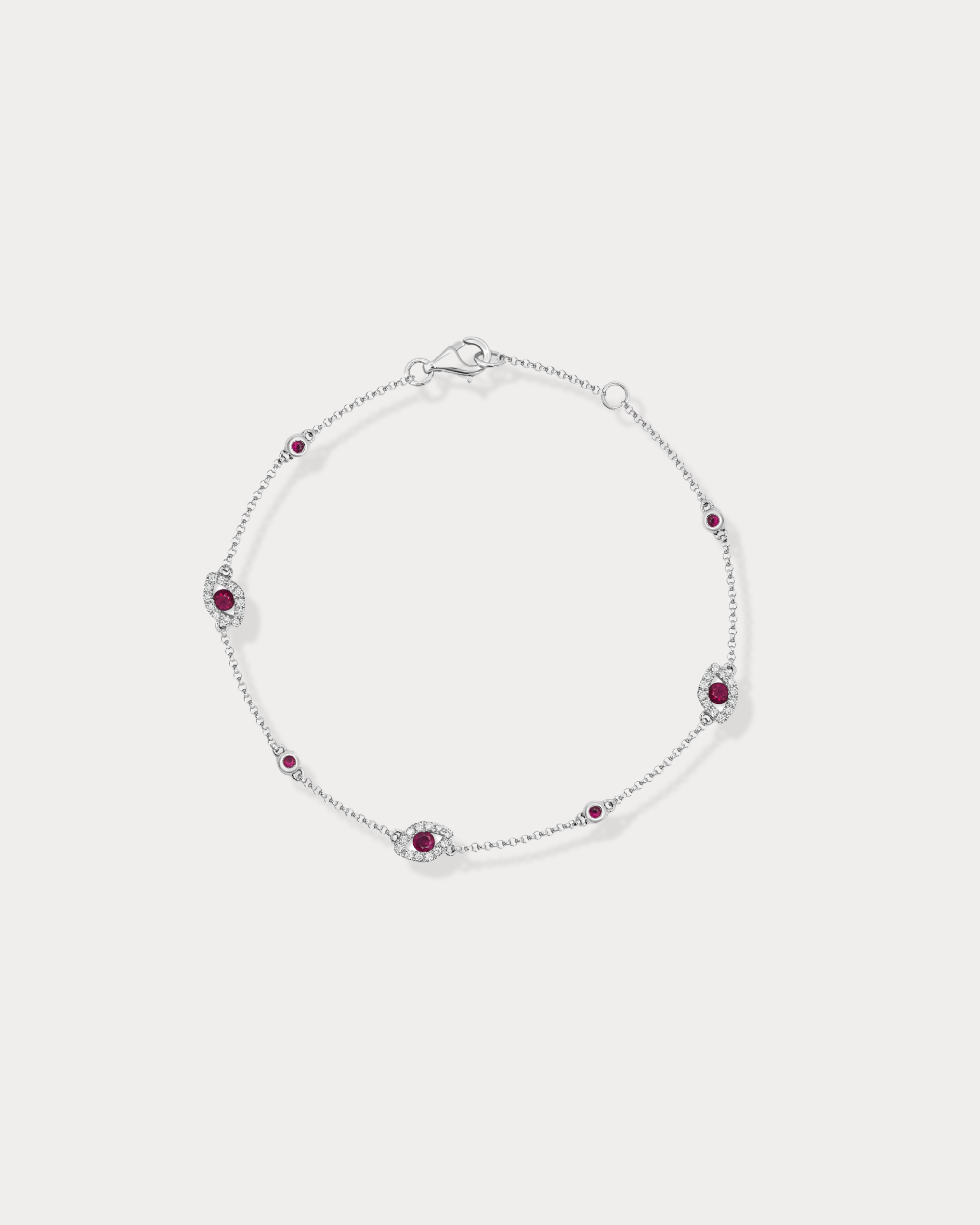Triple Ruby Evil Eye Diamond Bracelet