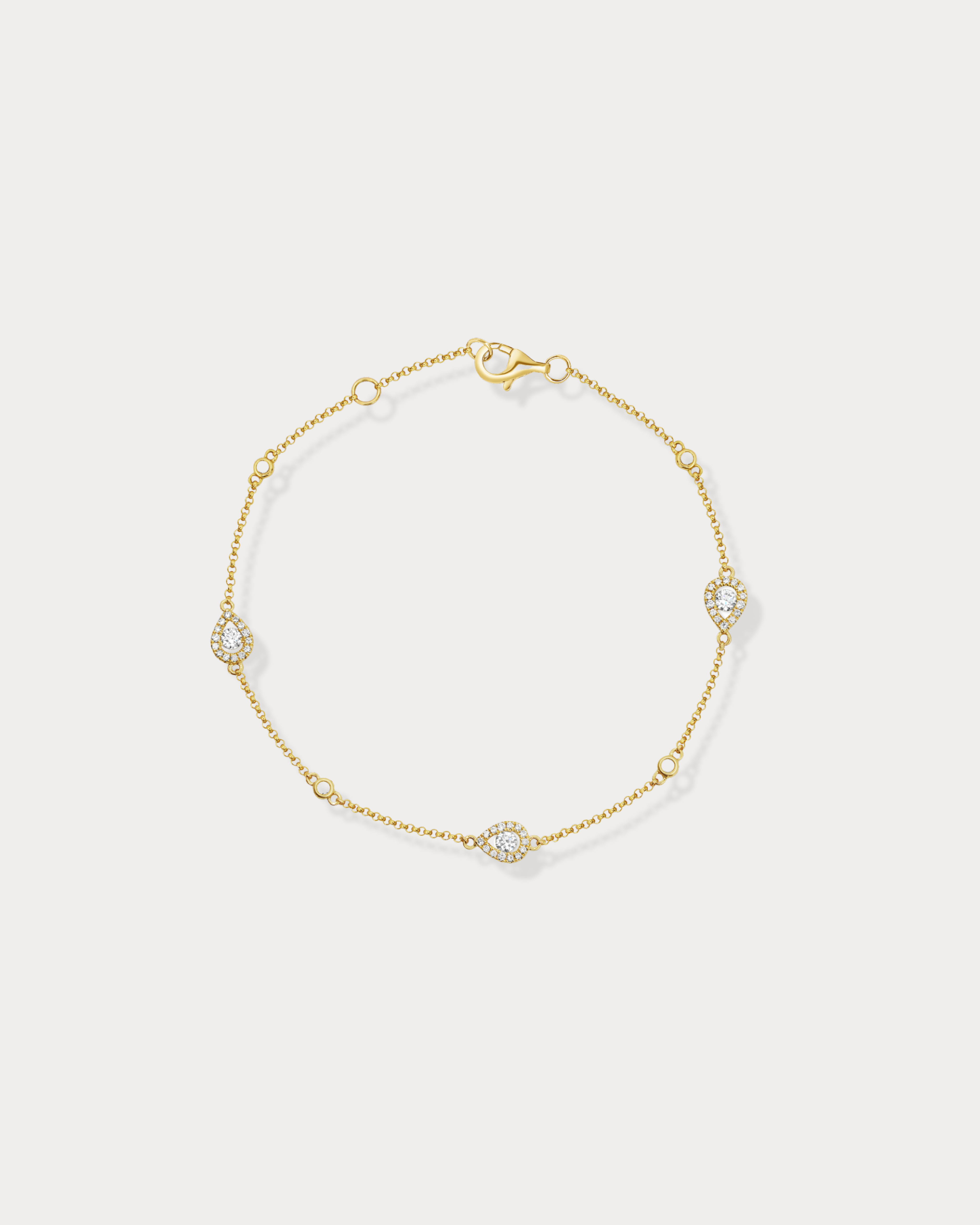 Pear-Style Halo Diamond Bracelet