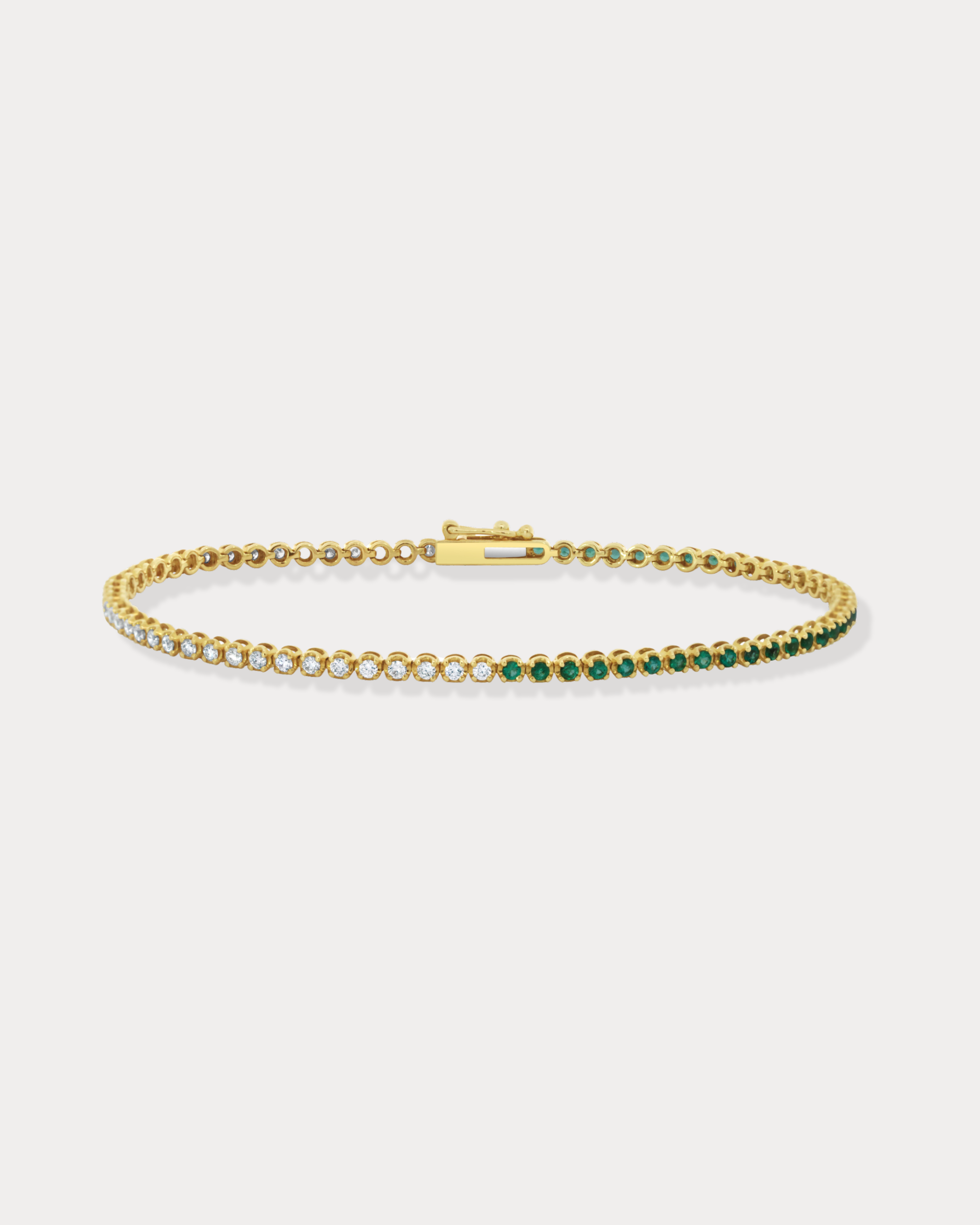 Half Diamond Half Emerald Tennis Bracelet