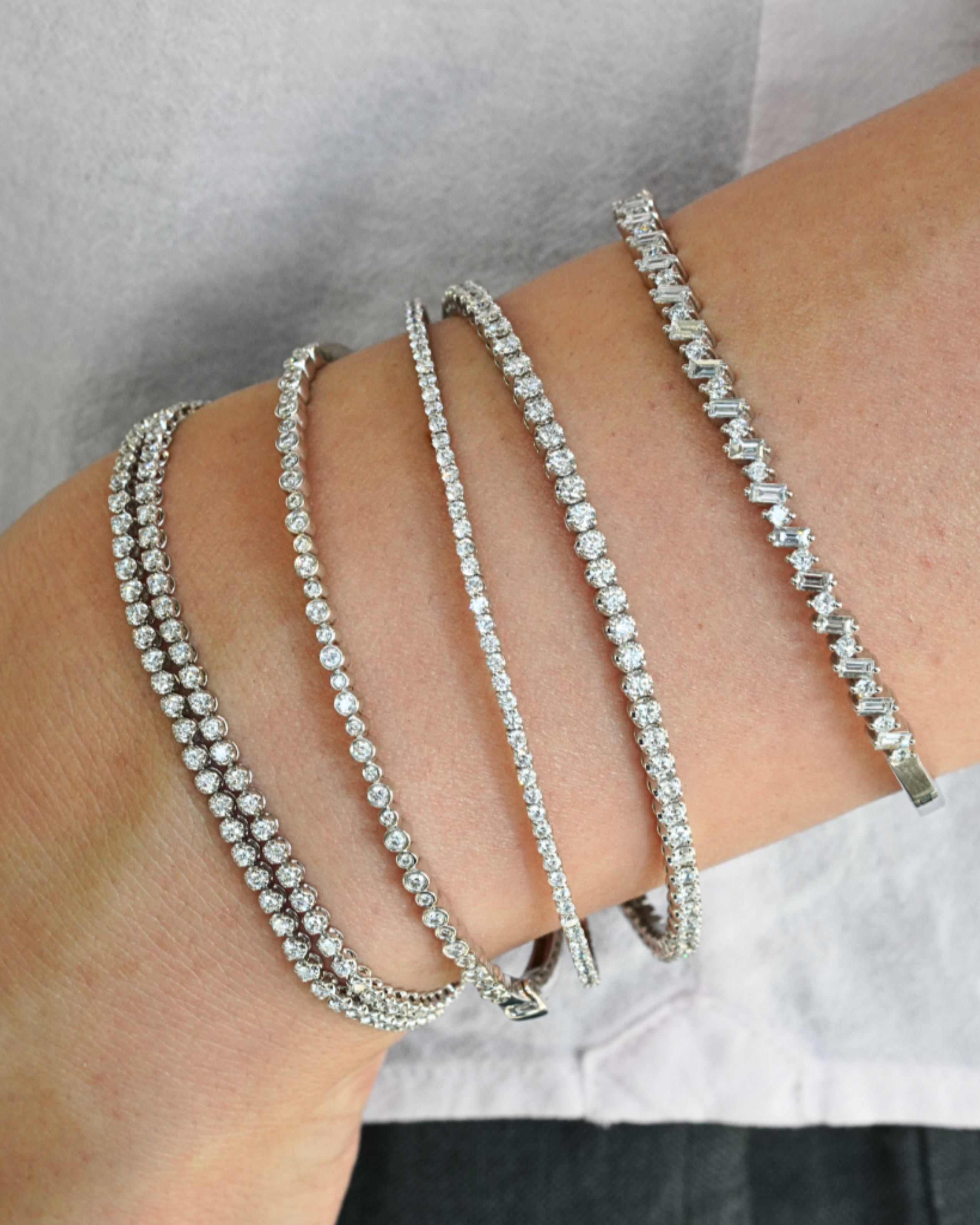 Bracelet tennis à double rangée de diamants ronds