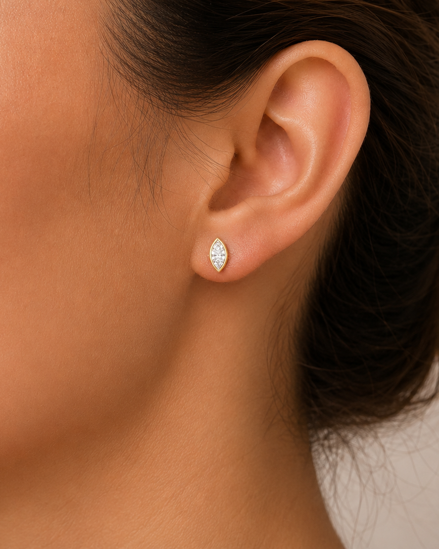 Bezel Marquise Studs
