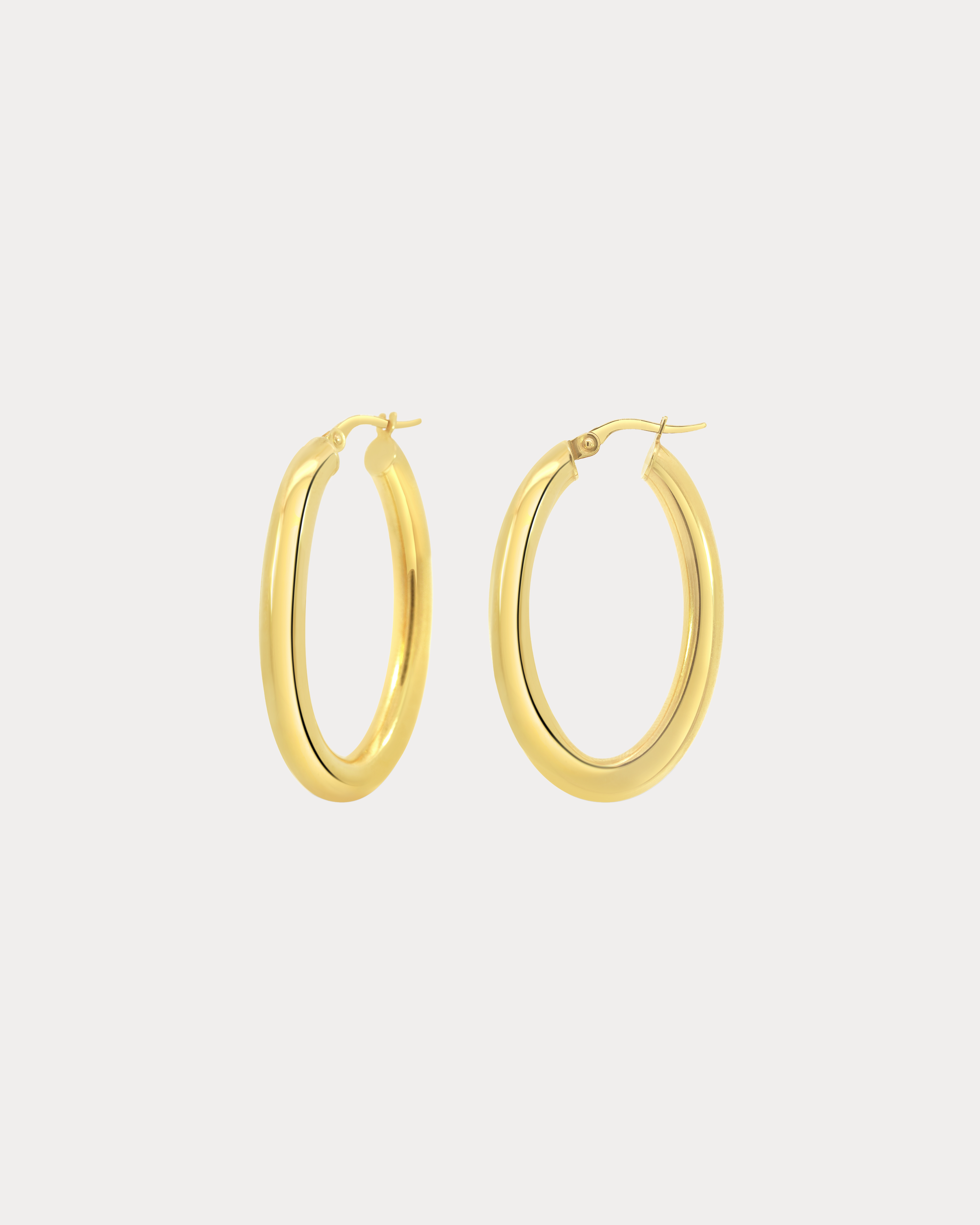 18K Oval Gold Hoops