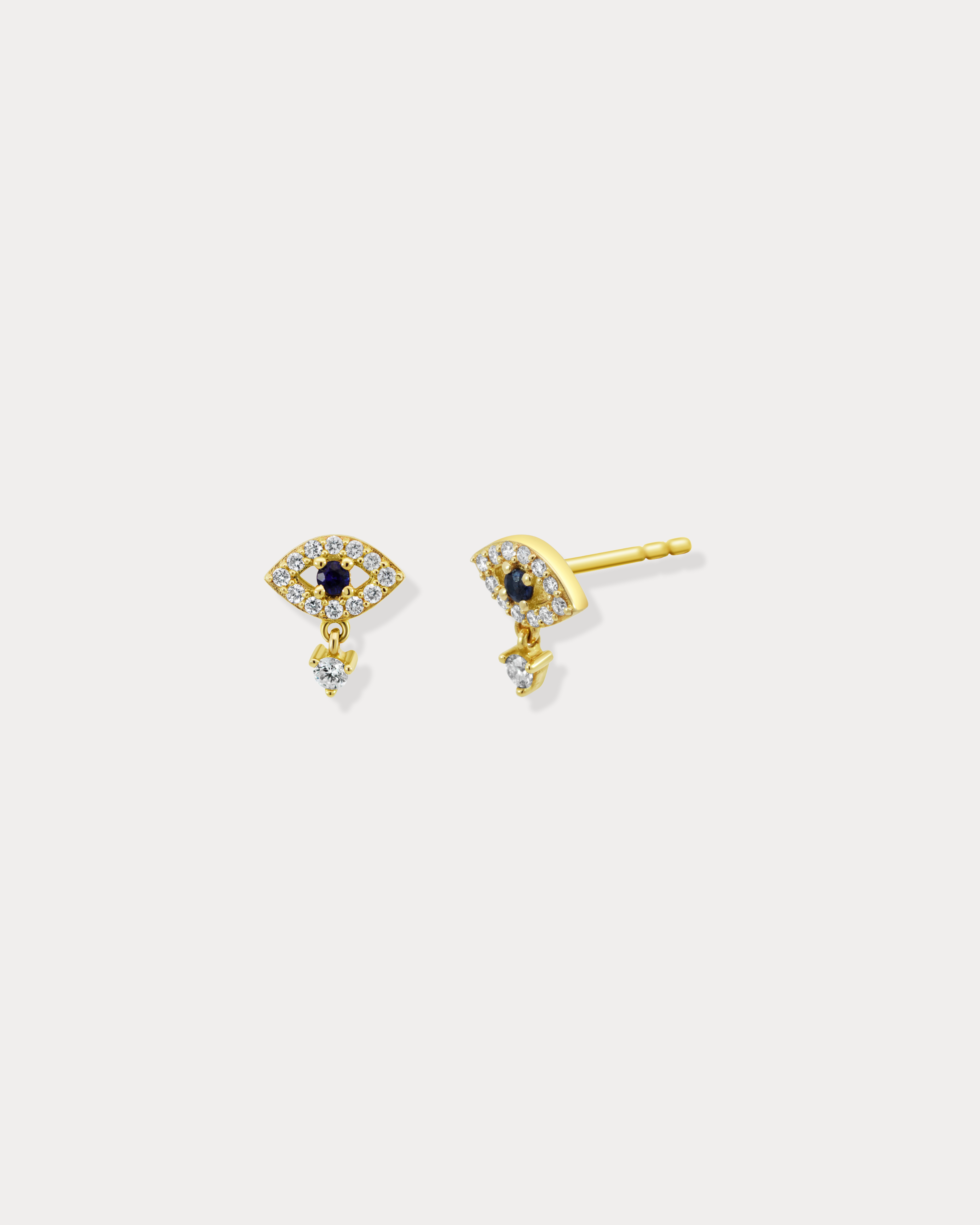 Gold & Diamond Teary Evil Eye Studs