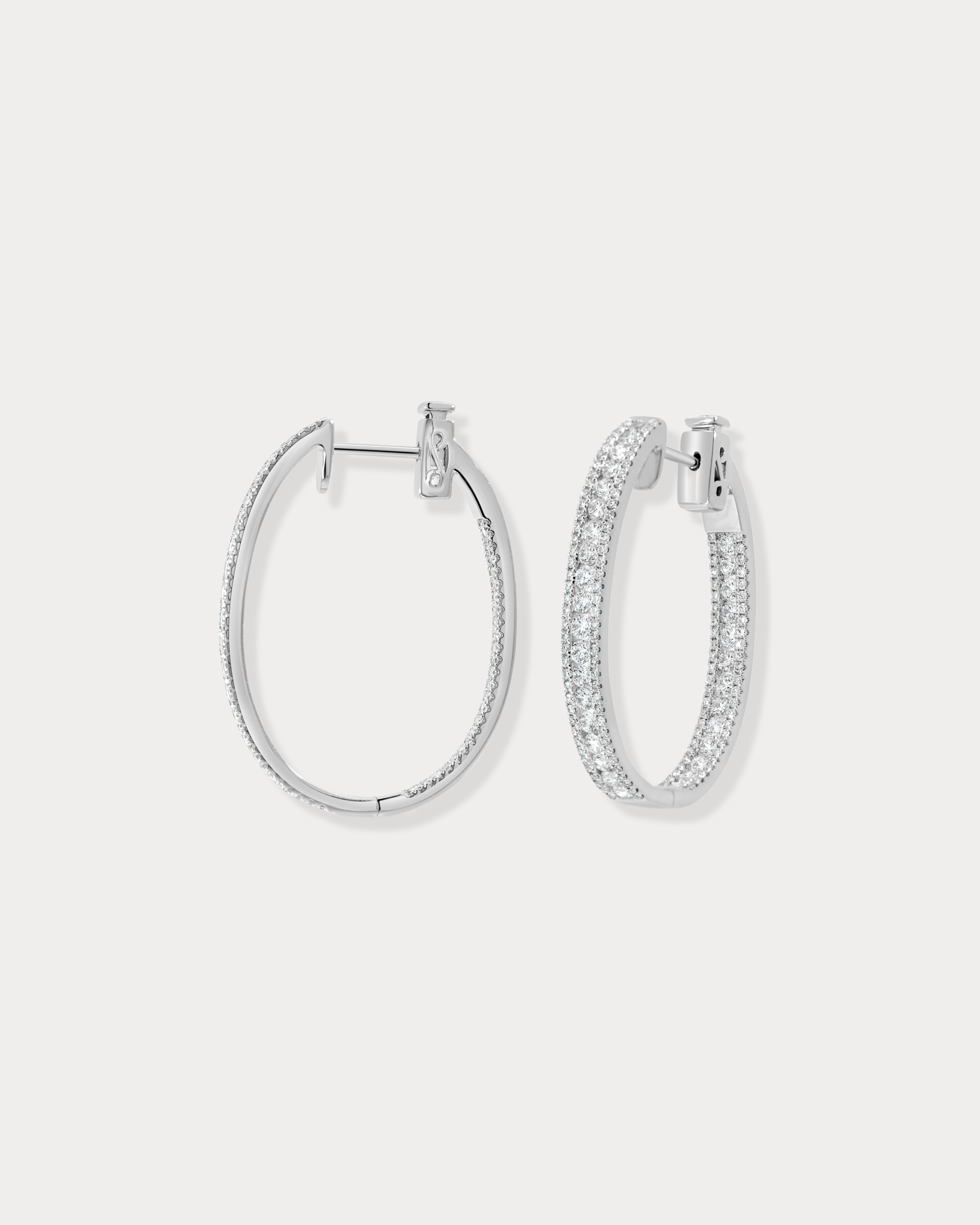 Three Diamond Rows Inside Out Diamond Hoops
