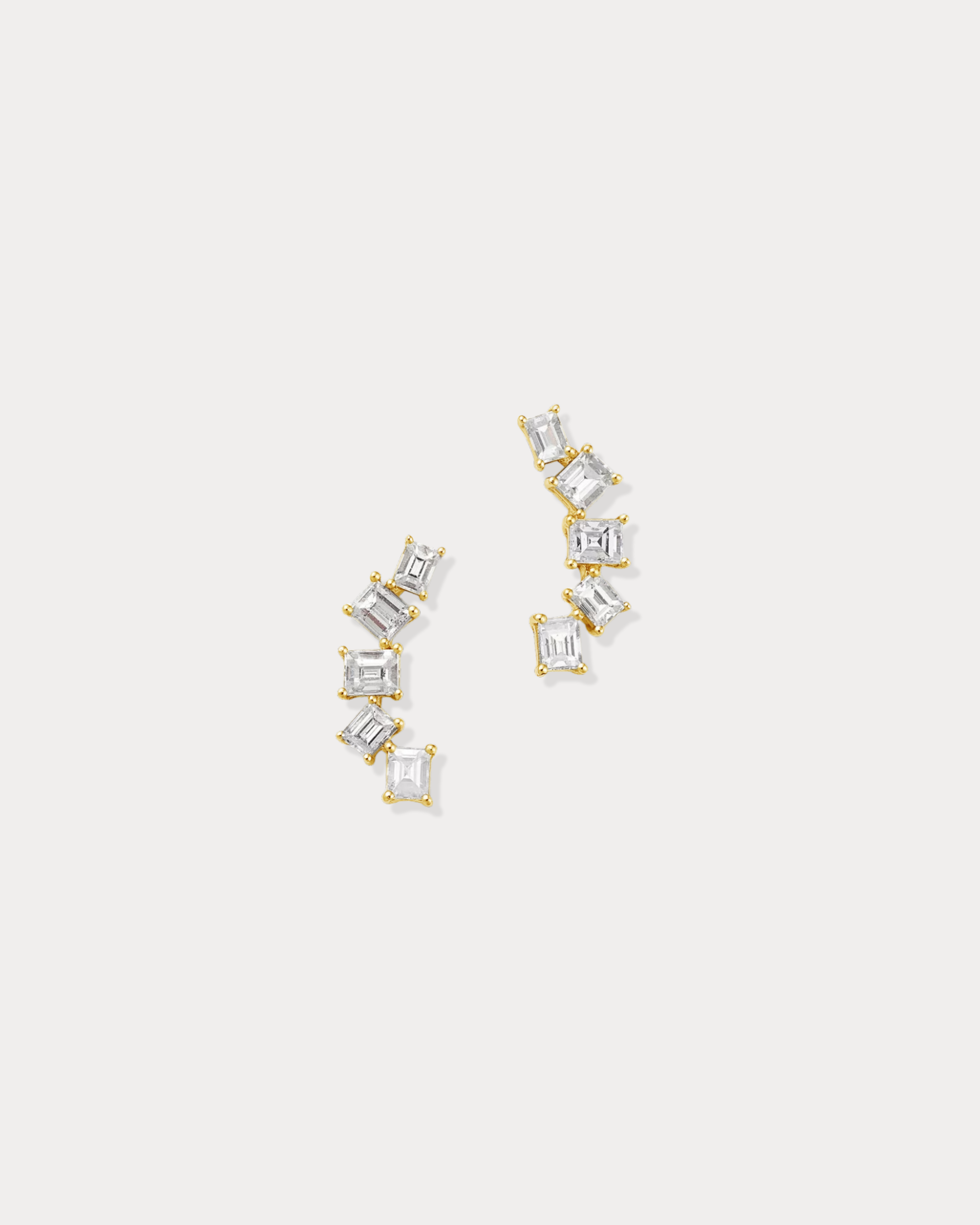 Emerald cut lab diamond Climber Earrings