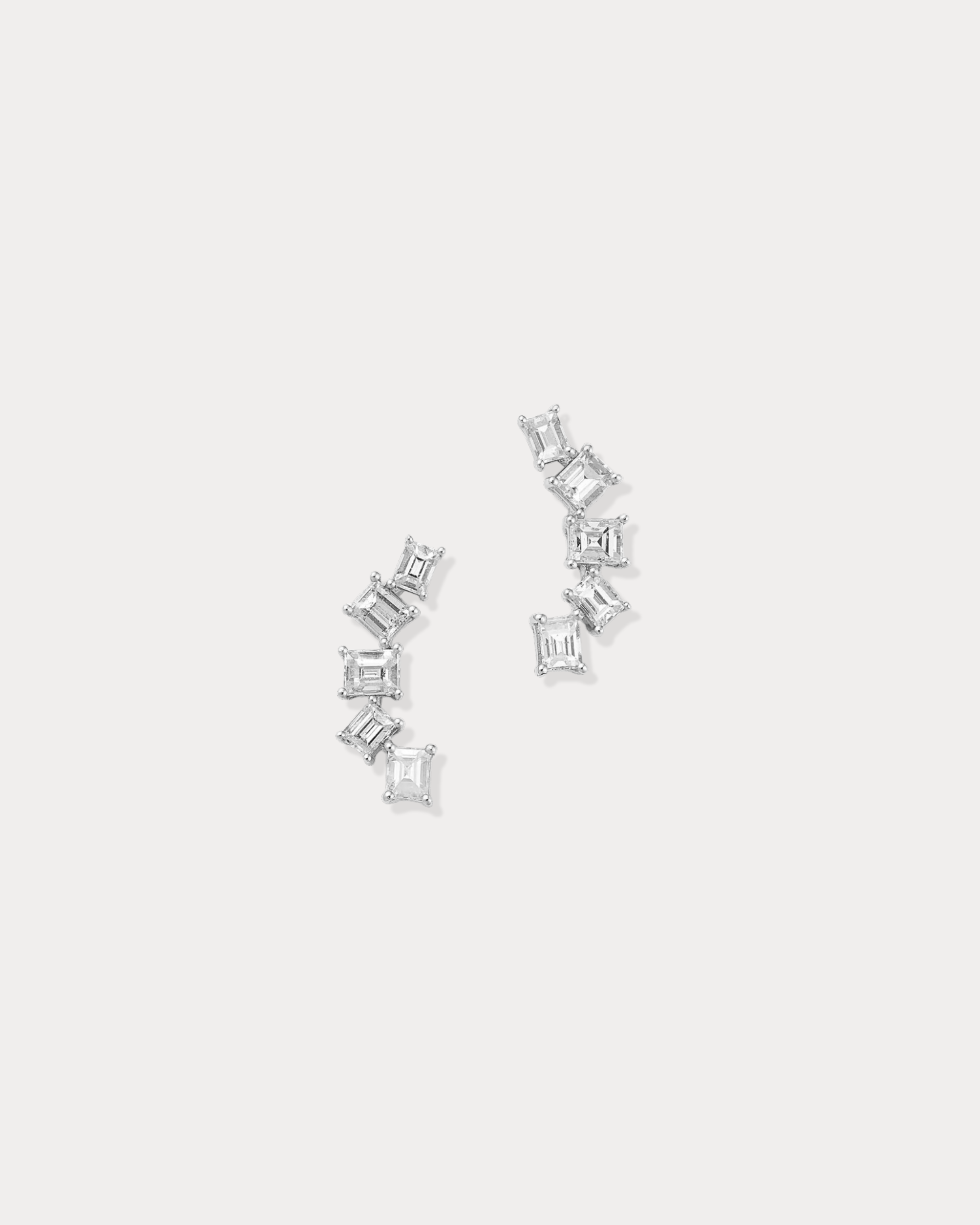 Emerald cut lab diamond Climber Earrings