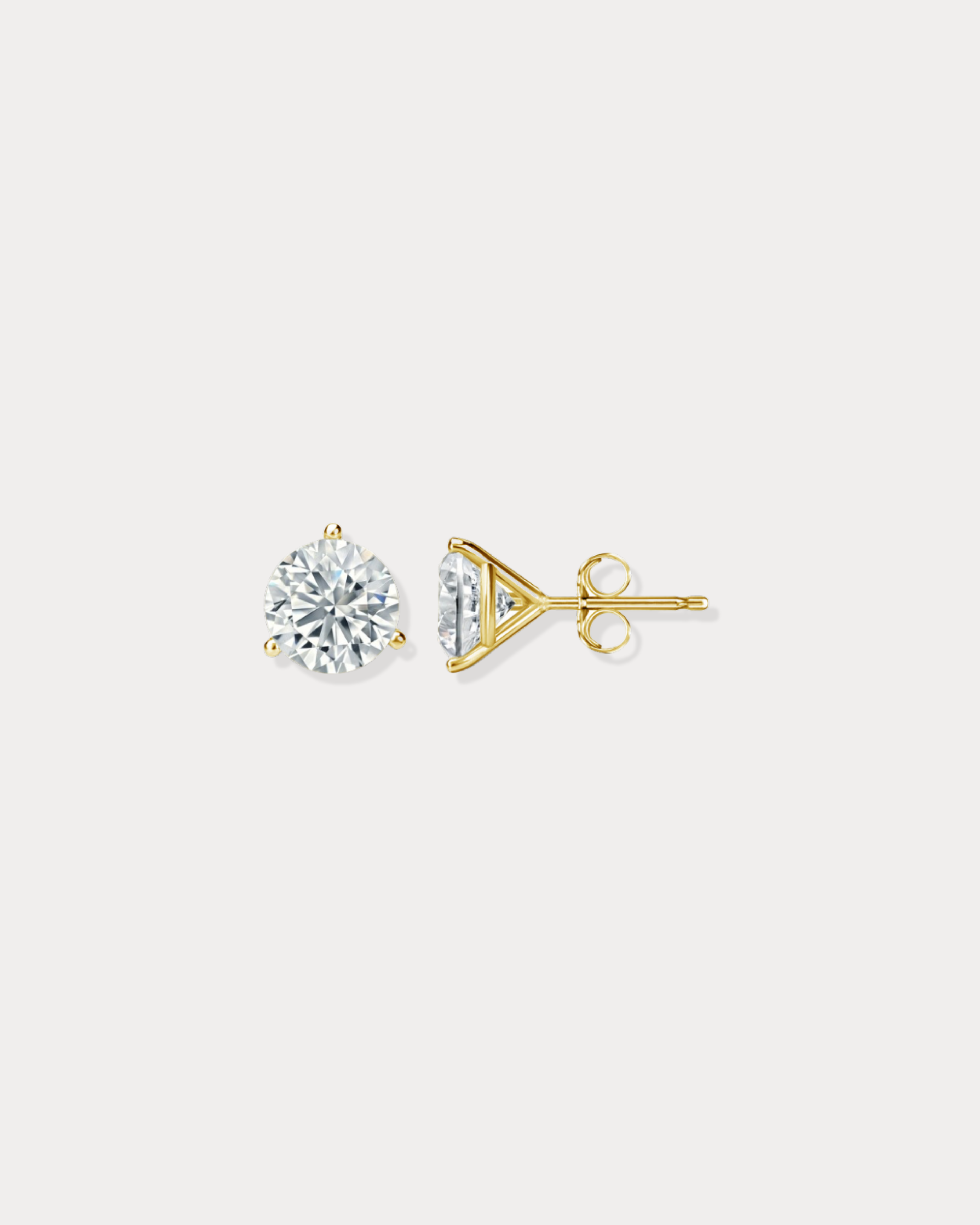 Three Prong Lab Diamond Stud Earrings