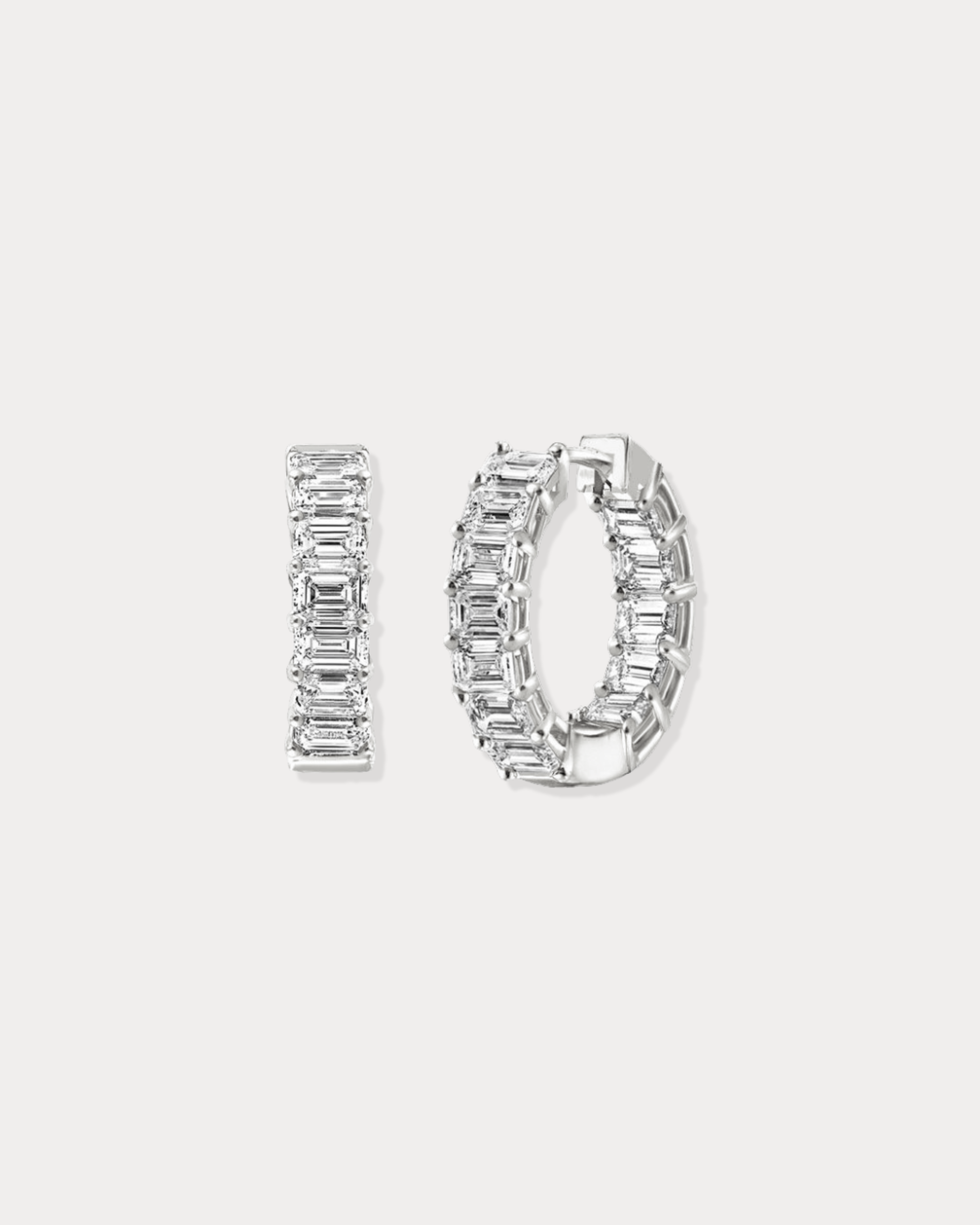 Emerald Cut East-West Lab Diamond Hoops