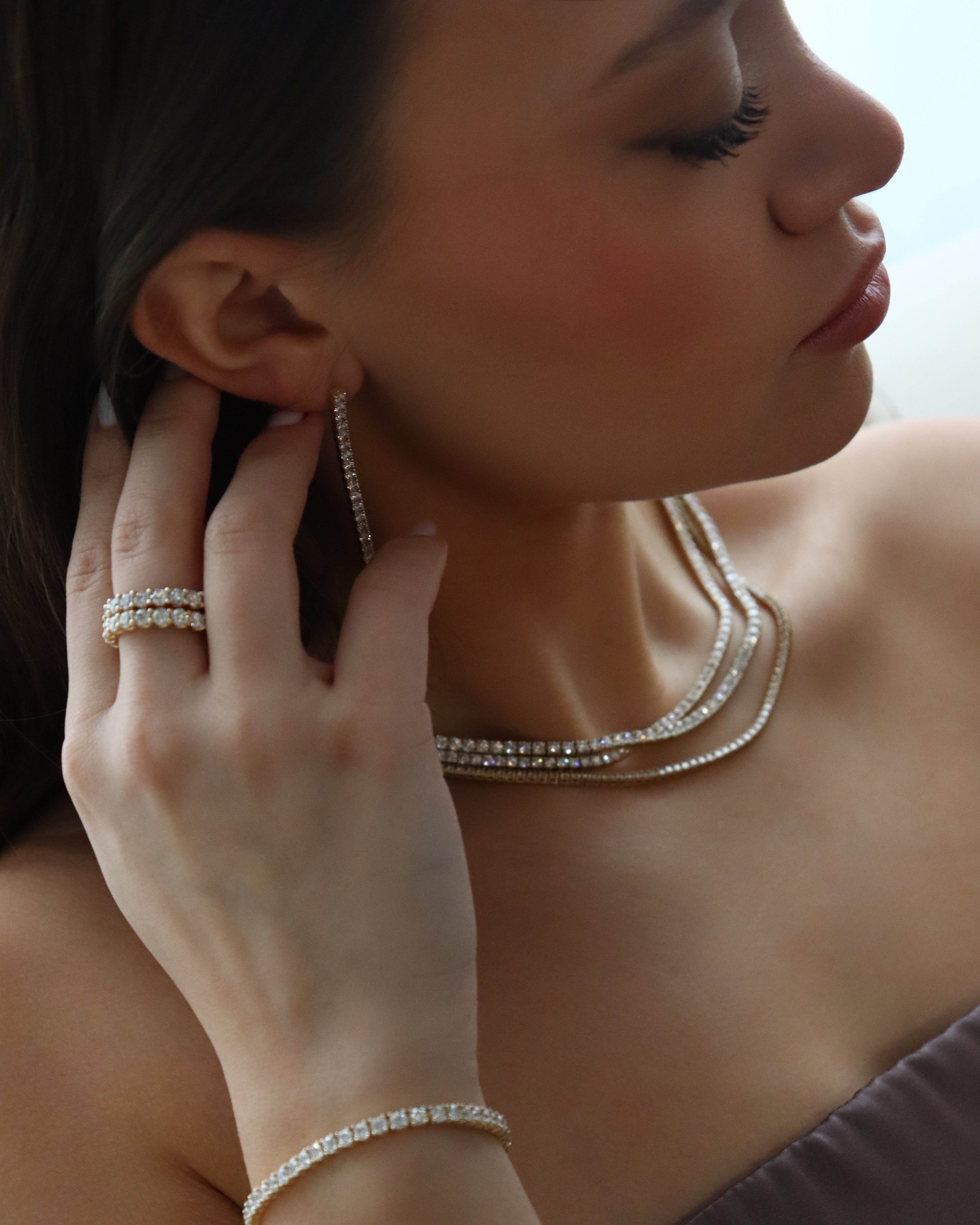 Round Diamond Tennis Earrings