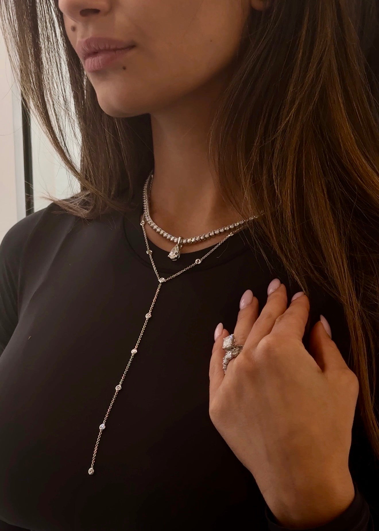 Pear Drop Tennis Pendant