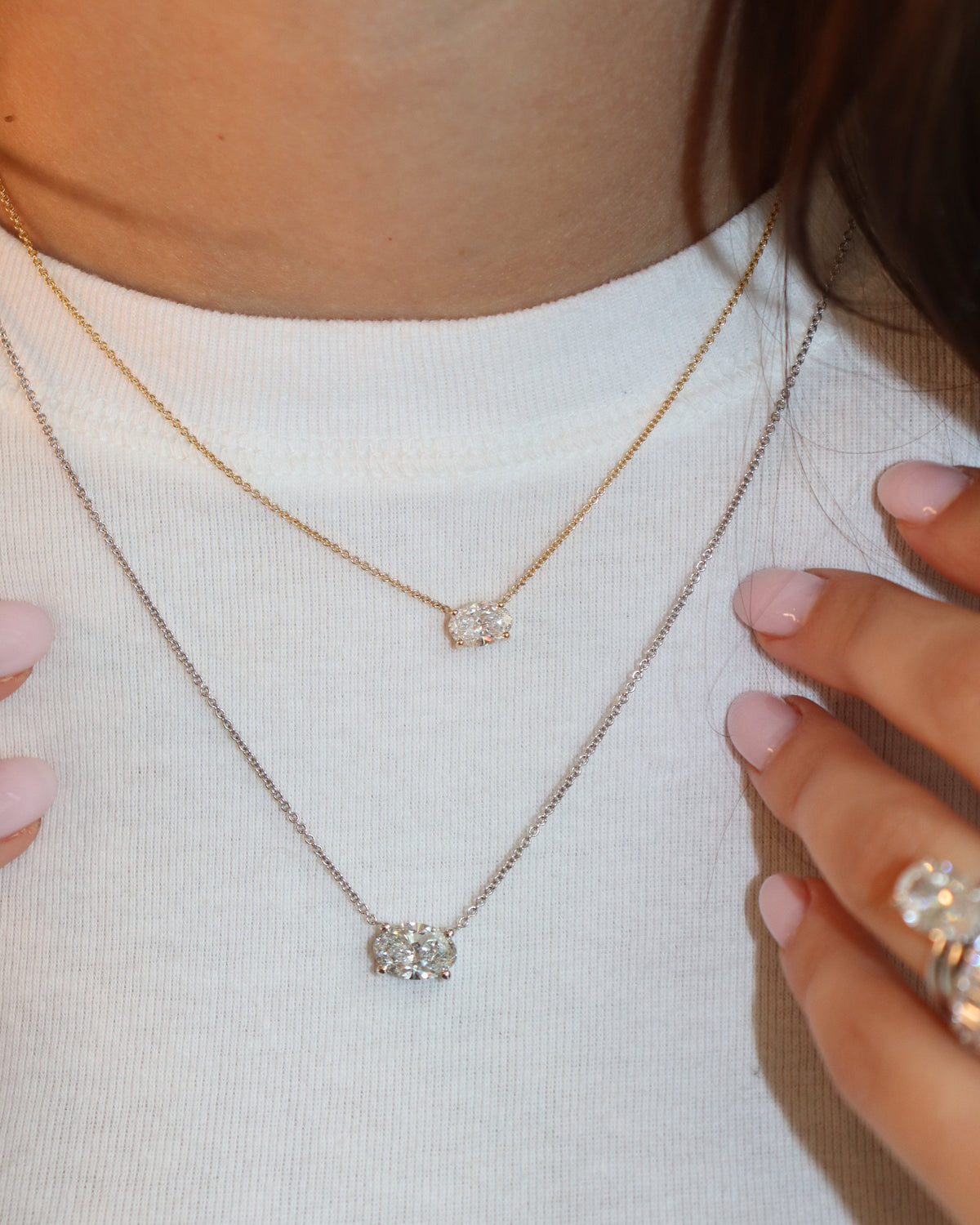 Oval Cut Diamond Pendant Necklace