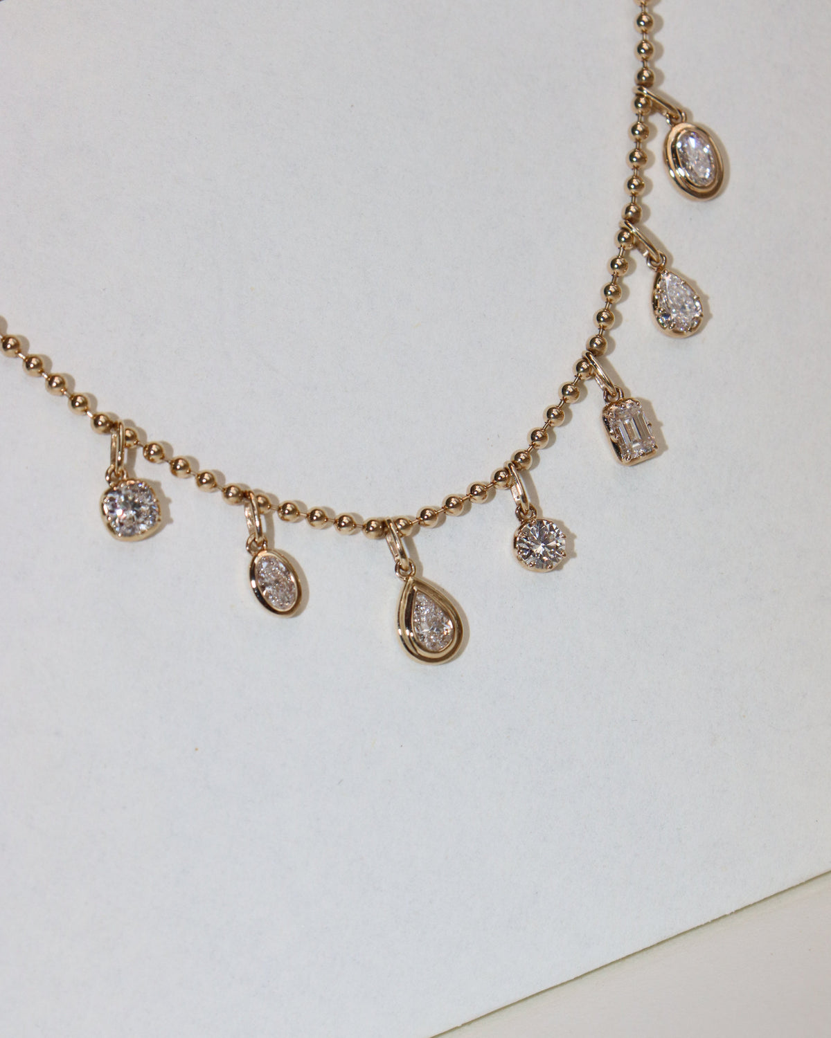 Mixed Cut Diamond Charm Necklace