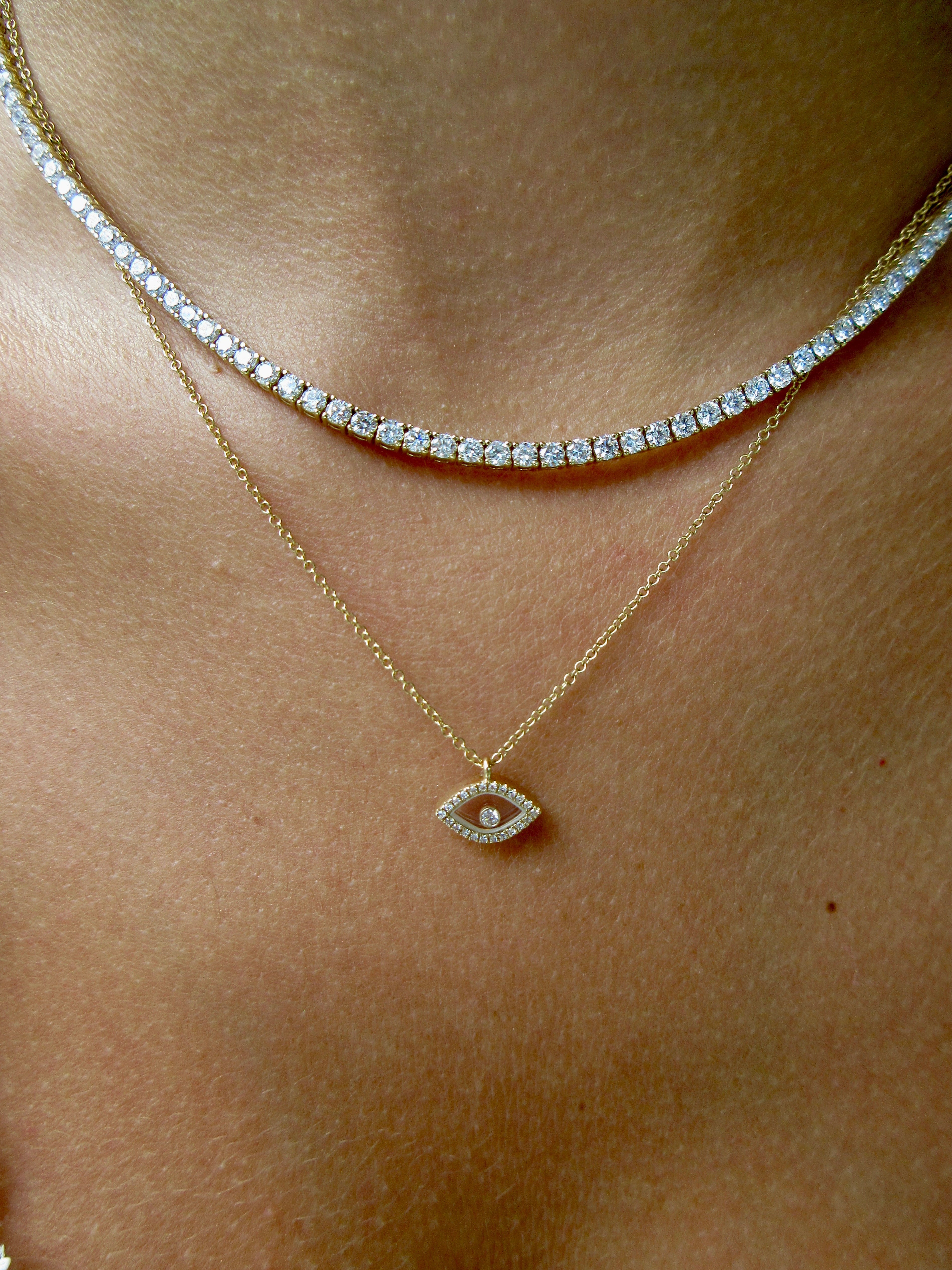 Evil Eye with a loose Diamond Necklace