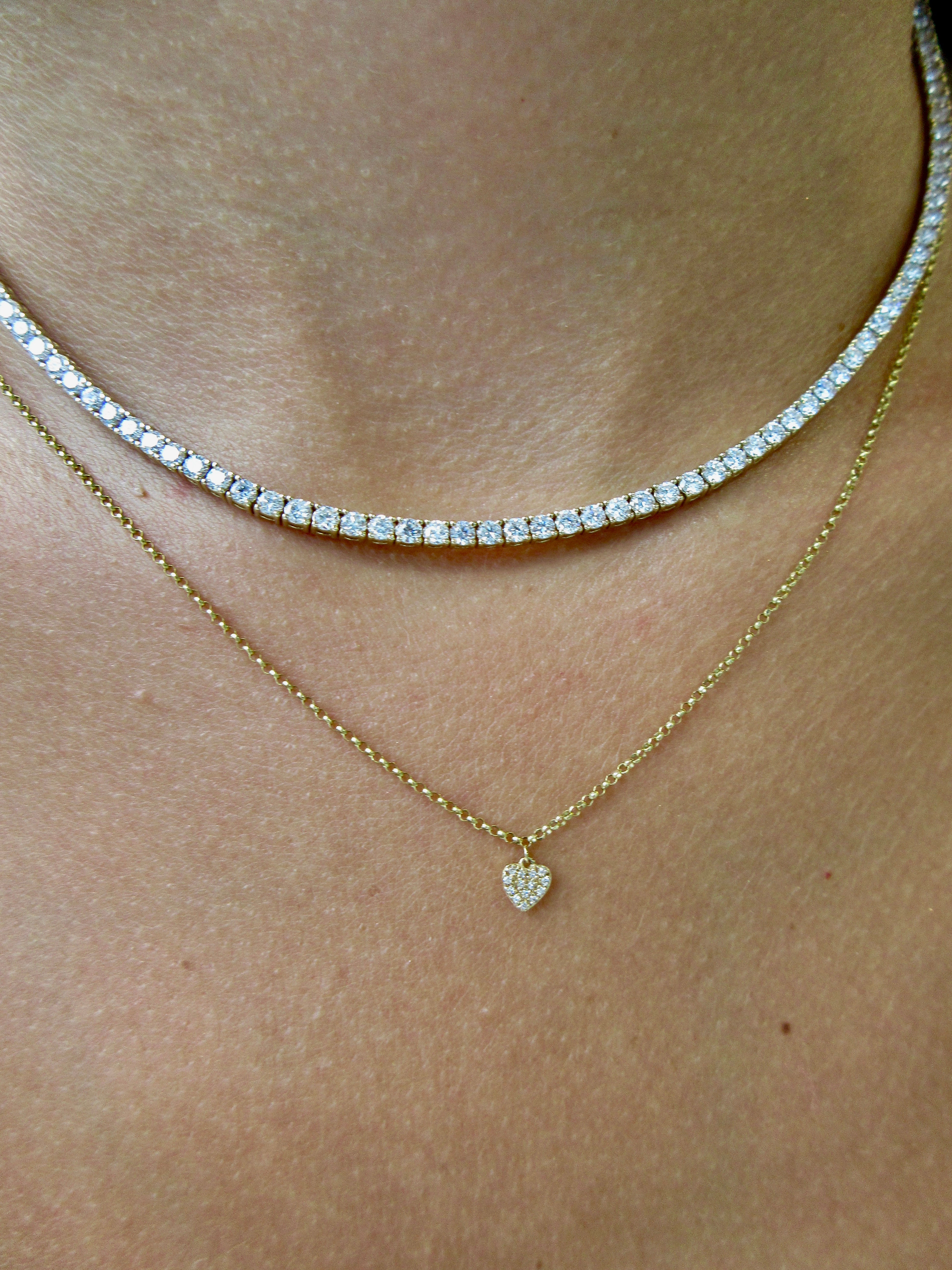 Mini Gold & Diamond Heart Necklace
