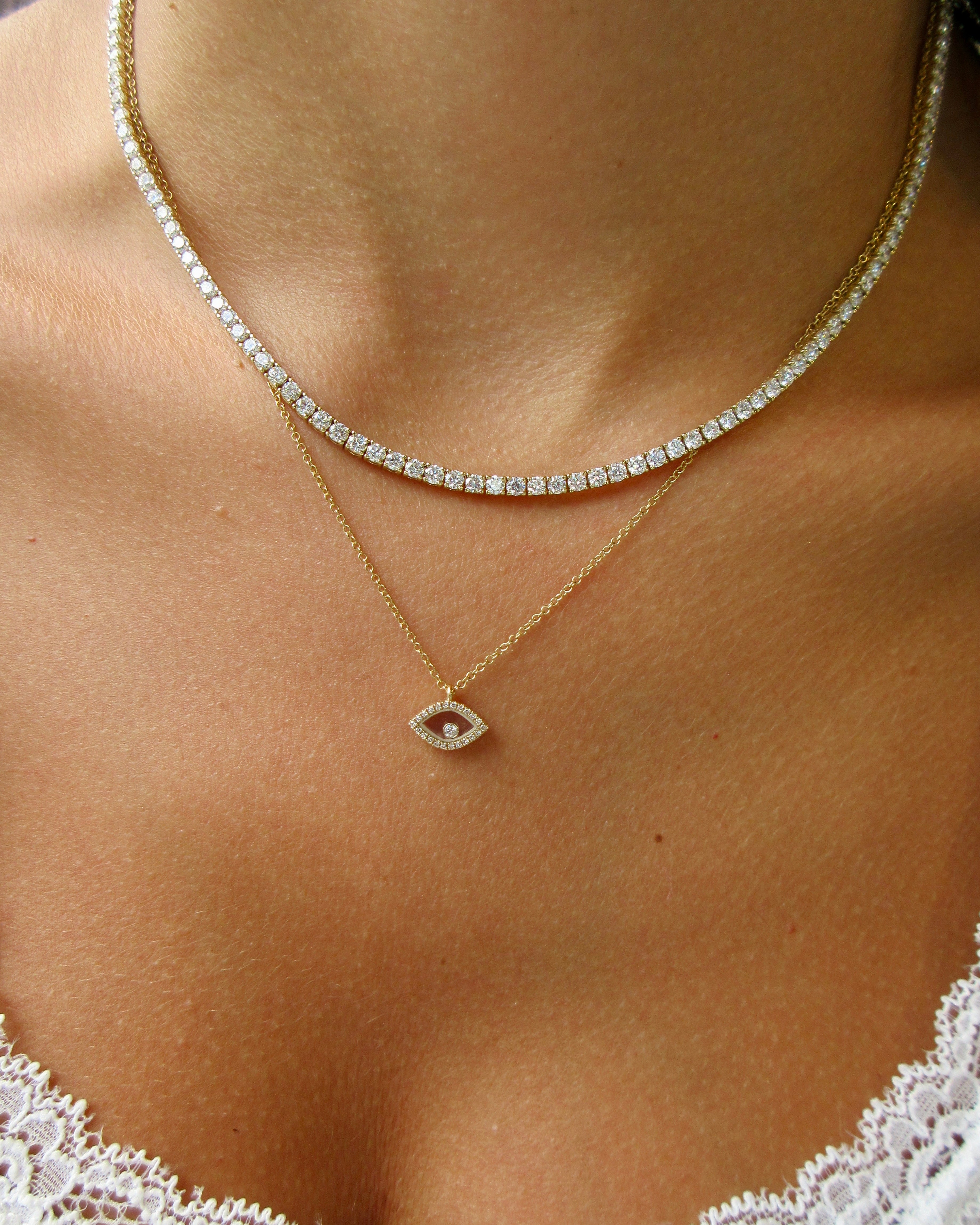 Evil Eye with a loose Diamond Necklace