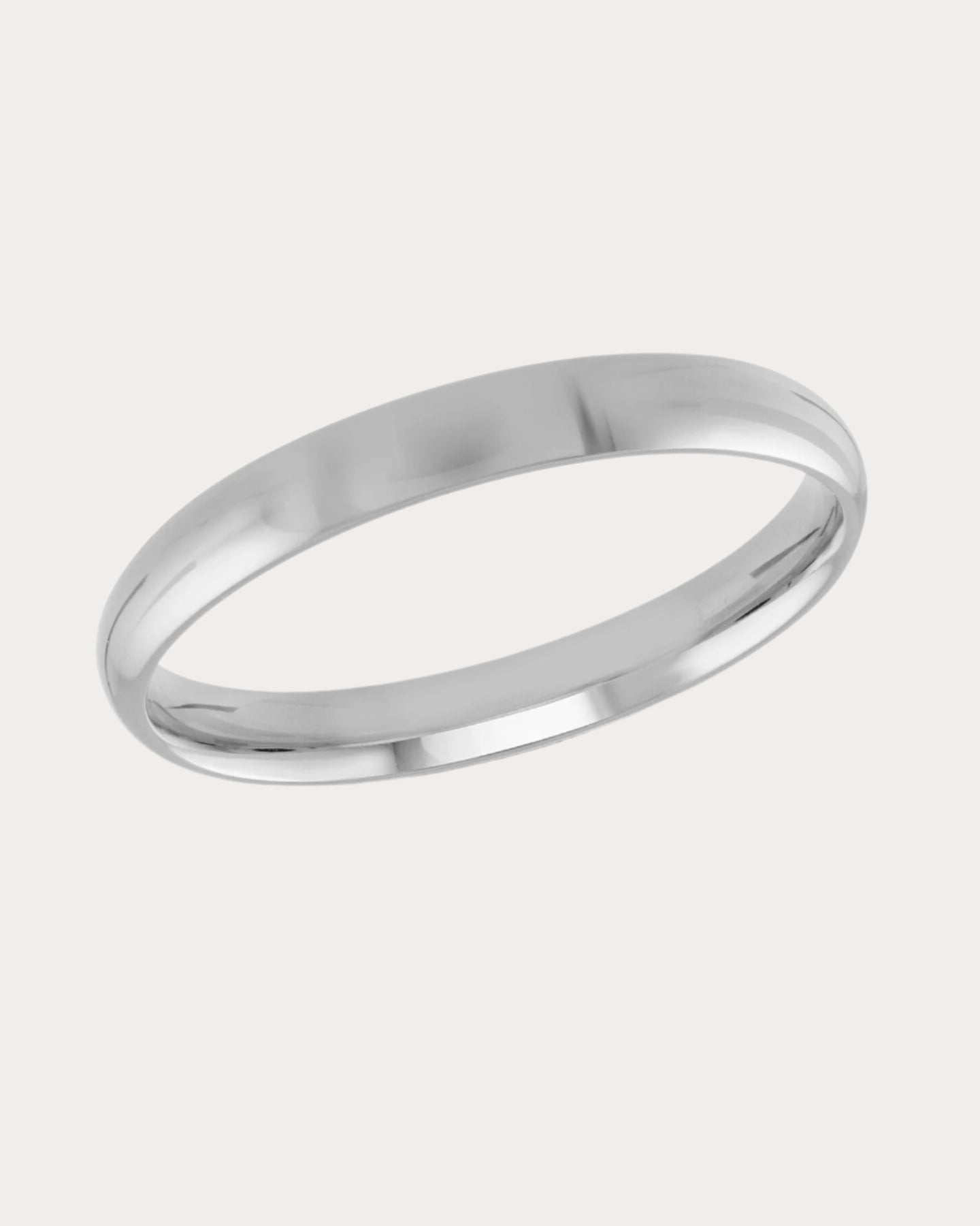 Alliance en or blanc en forme de dôme - 3 mm