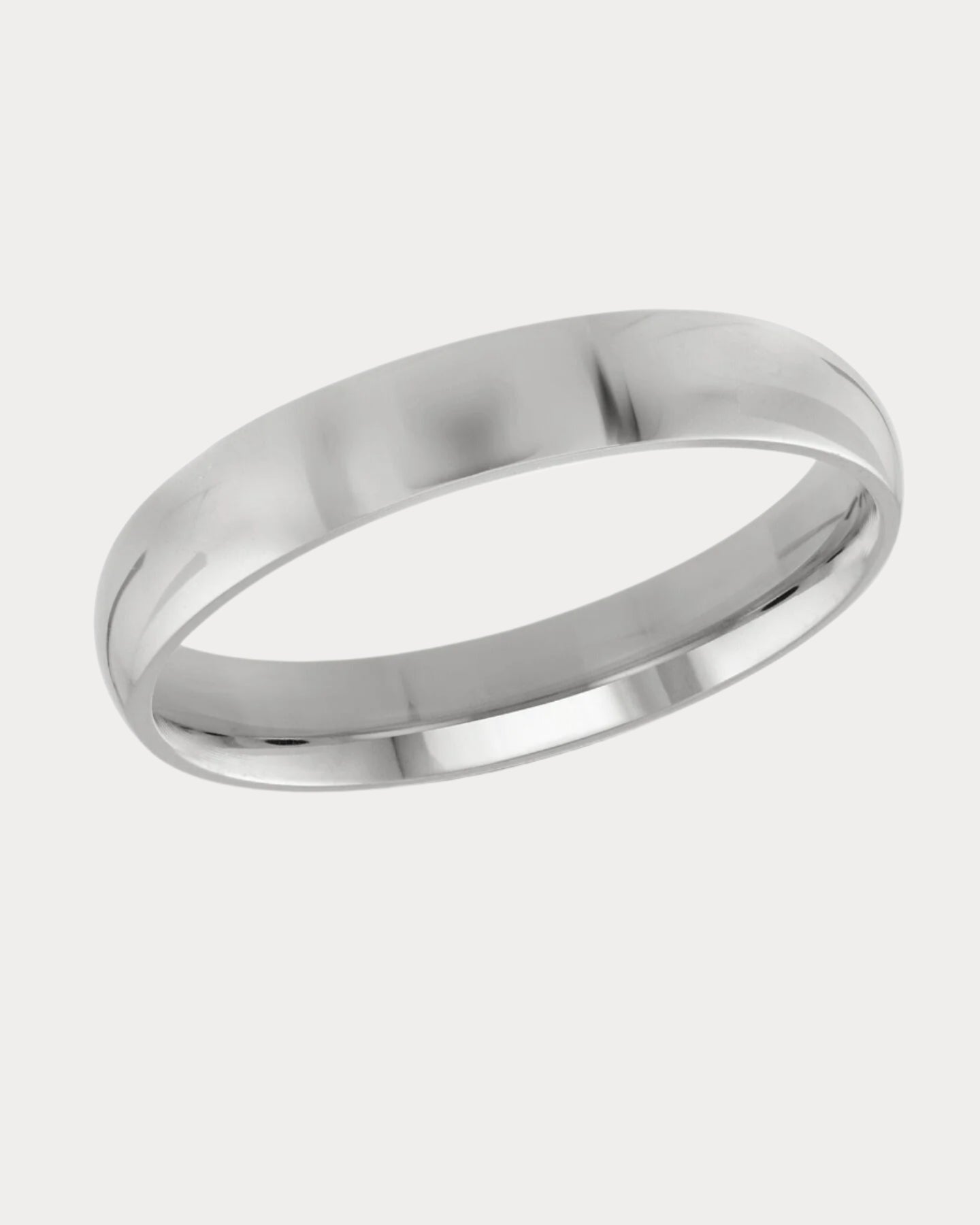 Alliance en or blanc en forme de dôme - 4 mm