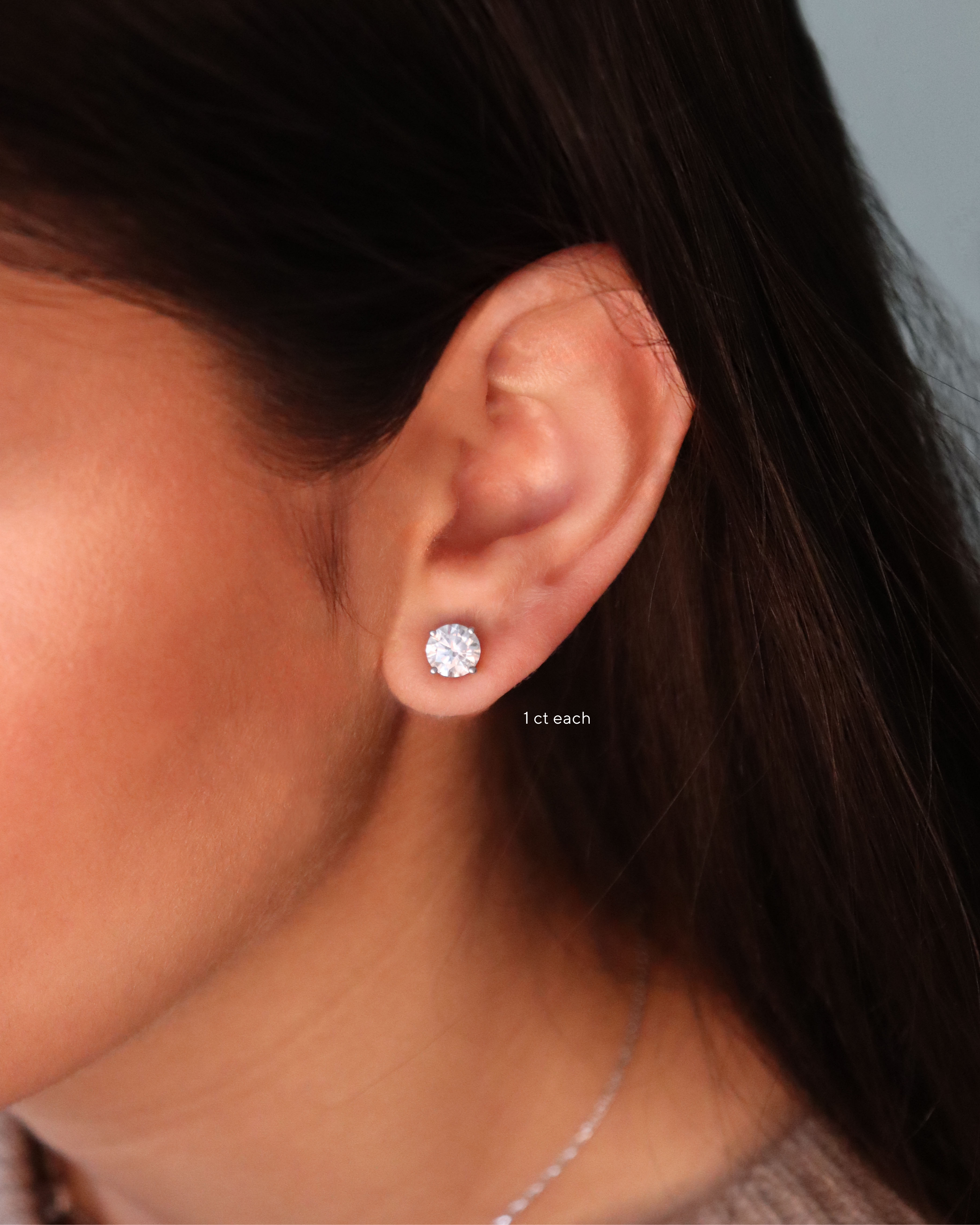 Four Prong Lab Diamond Stud Earrings