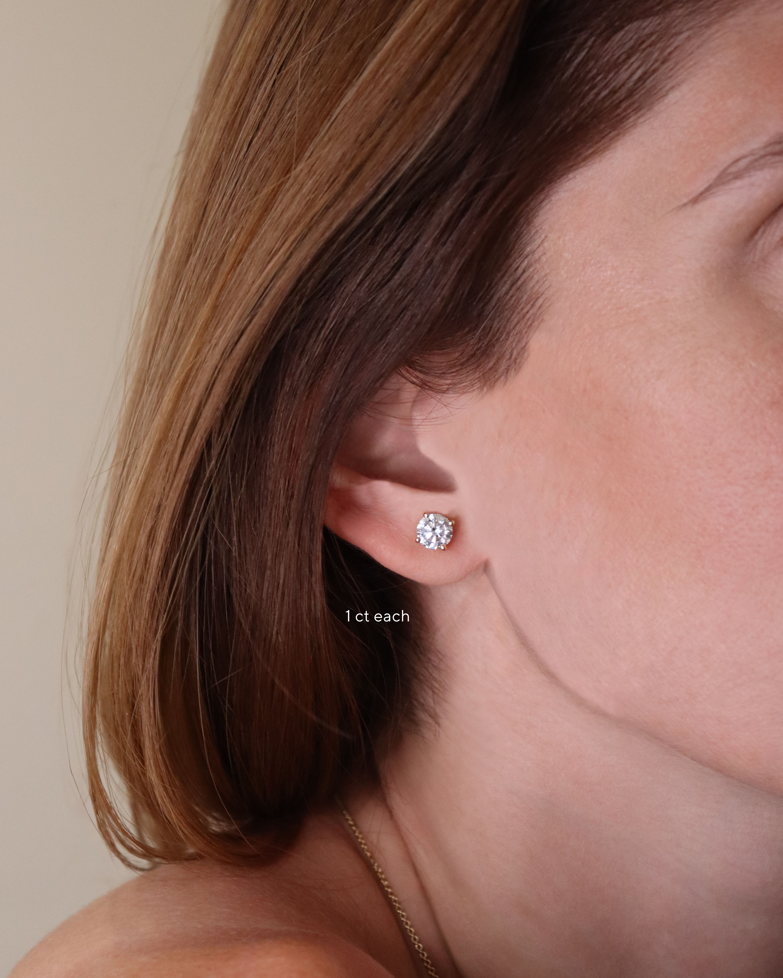Four Prong Lab Diamond Stud Earrings