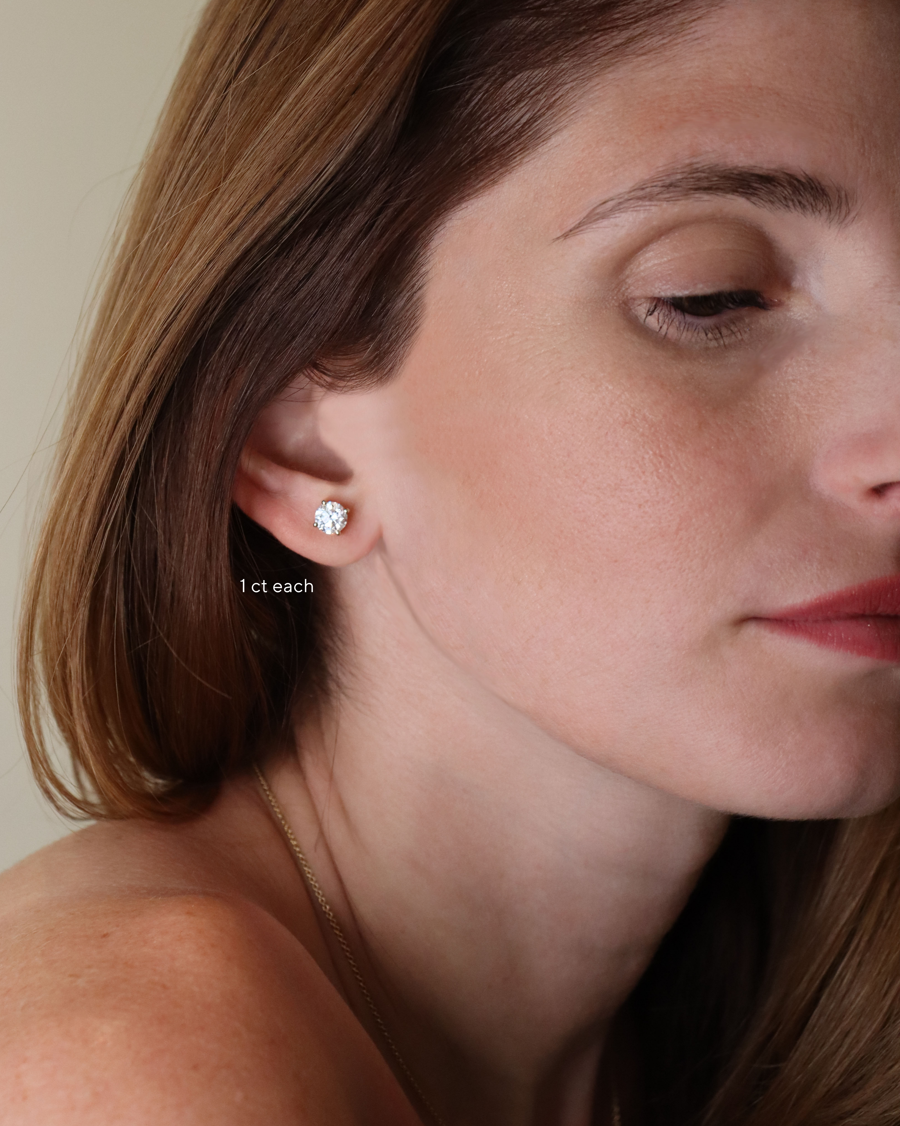 Four Prong Lab Diamond Stud Earrings