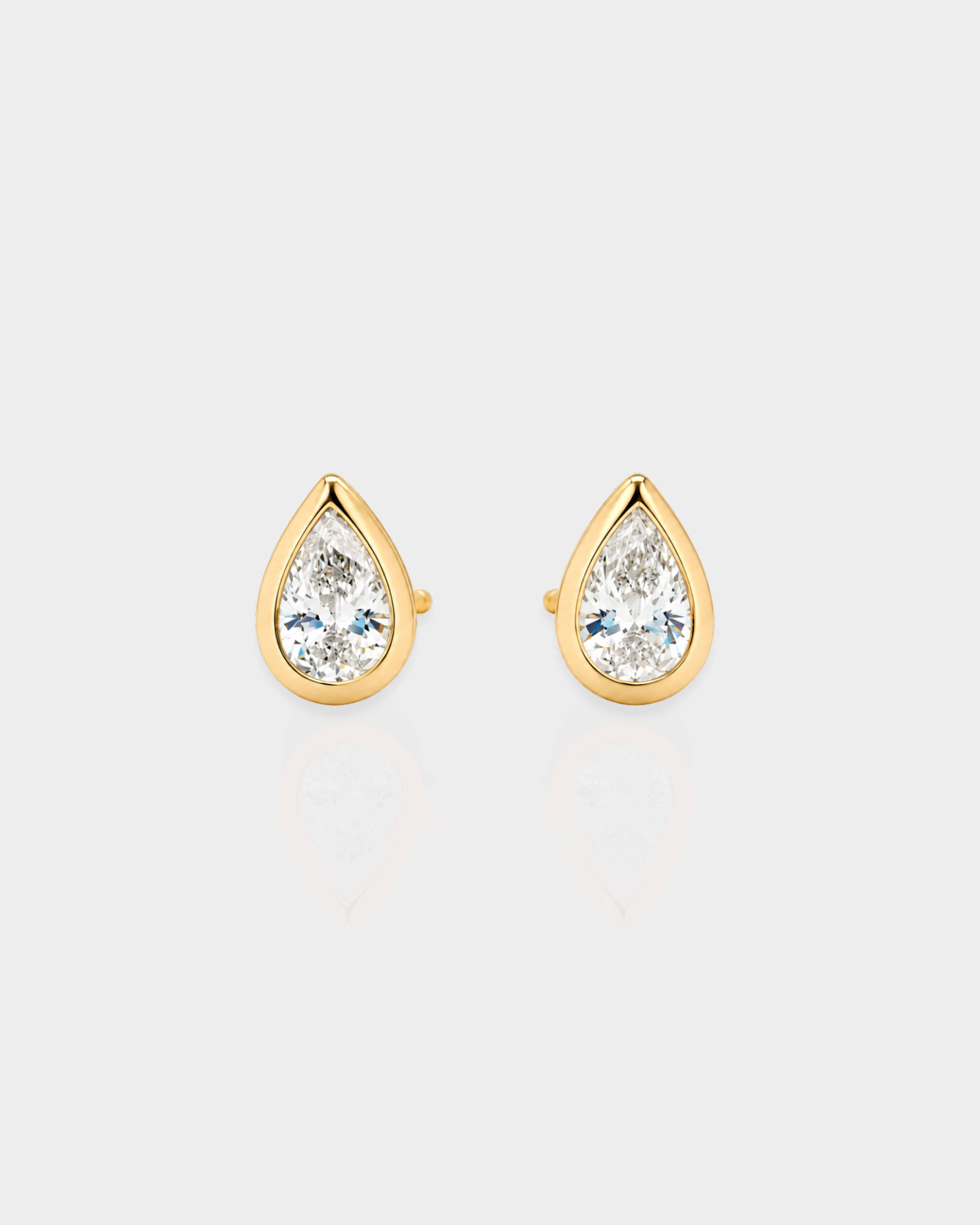 Bezel Pear Studs
