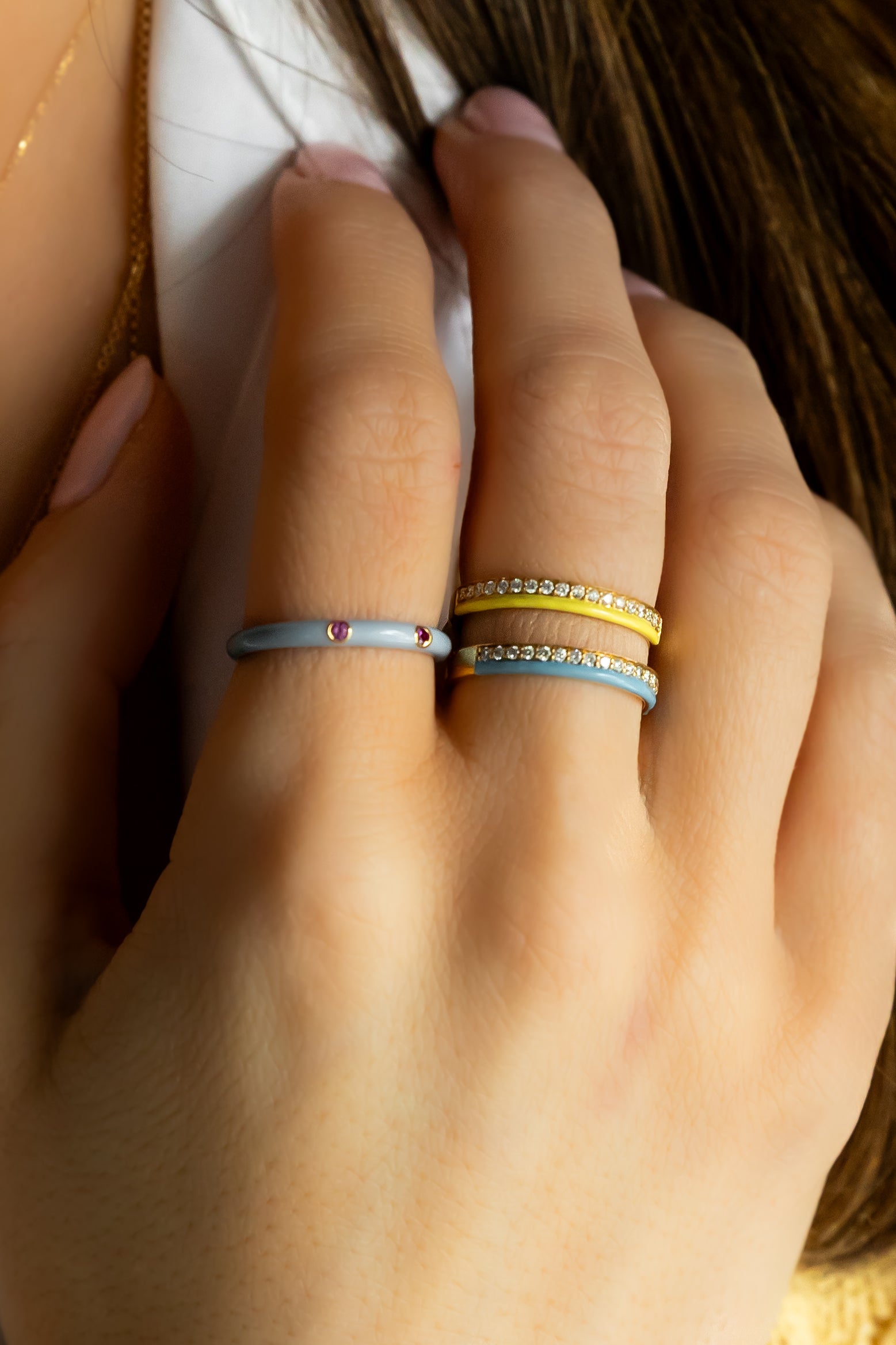 Three Stone Enamel Ring