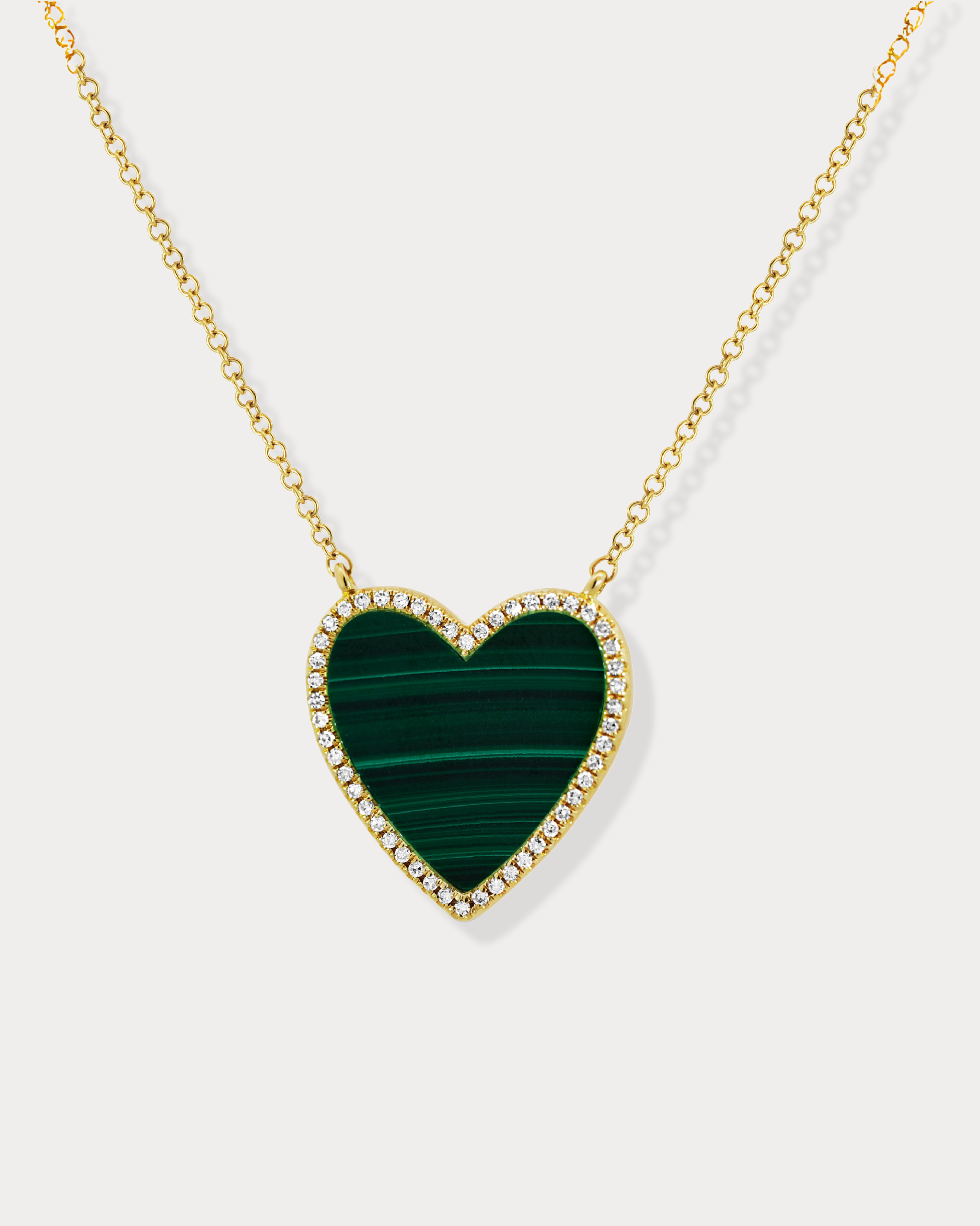 Collier cœur en malachite et diamant