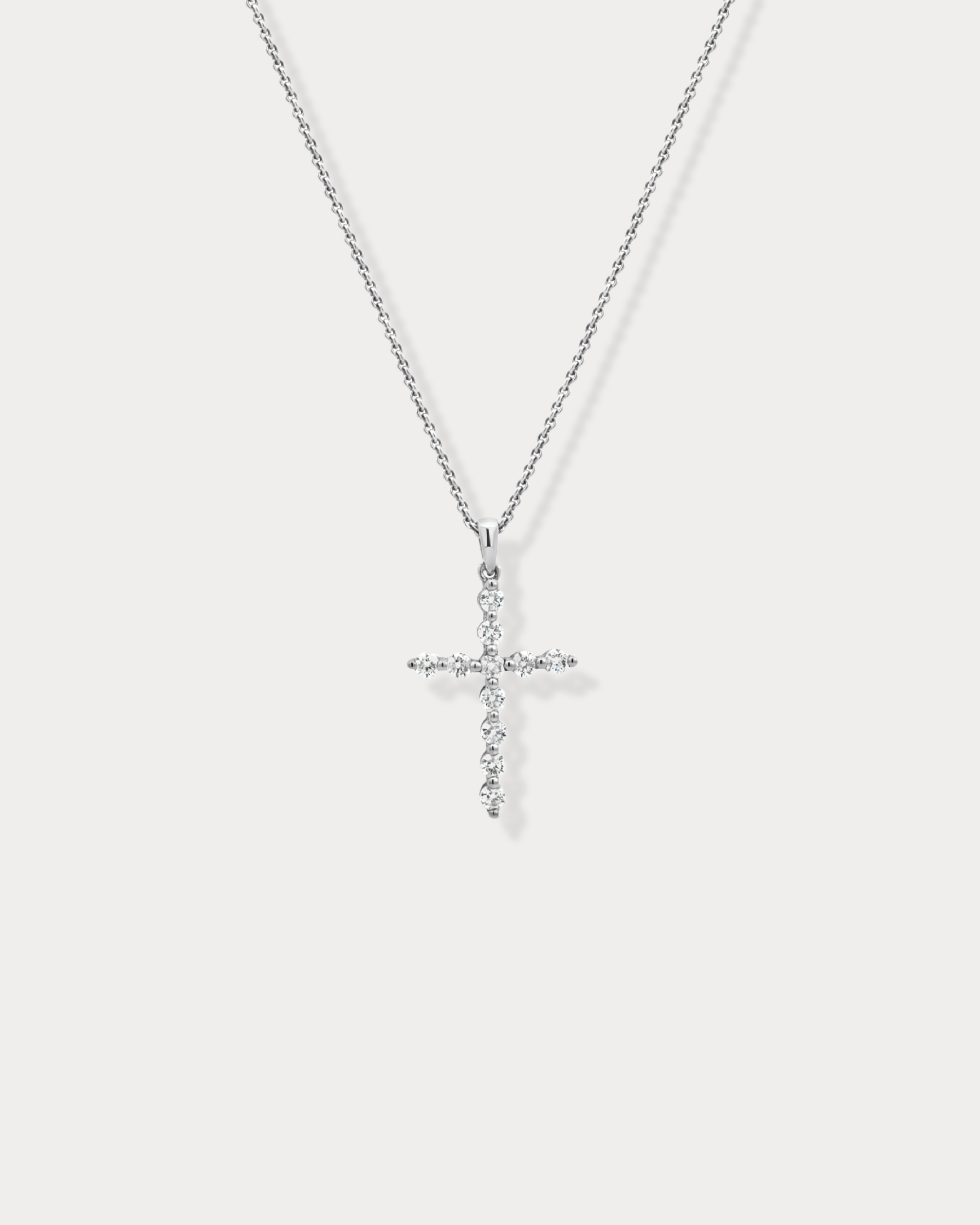 Round Brilliant Diamond Cross Necklace