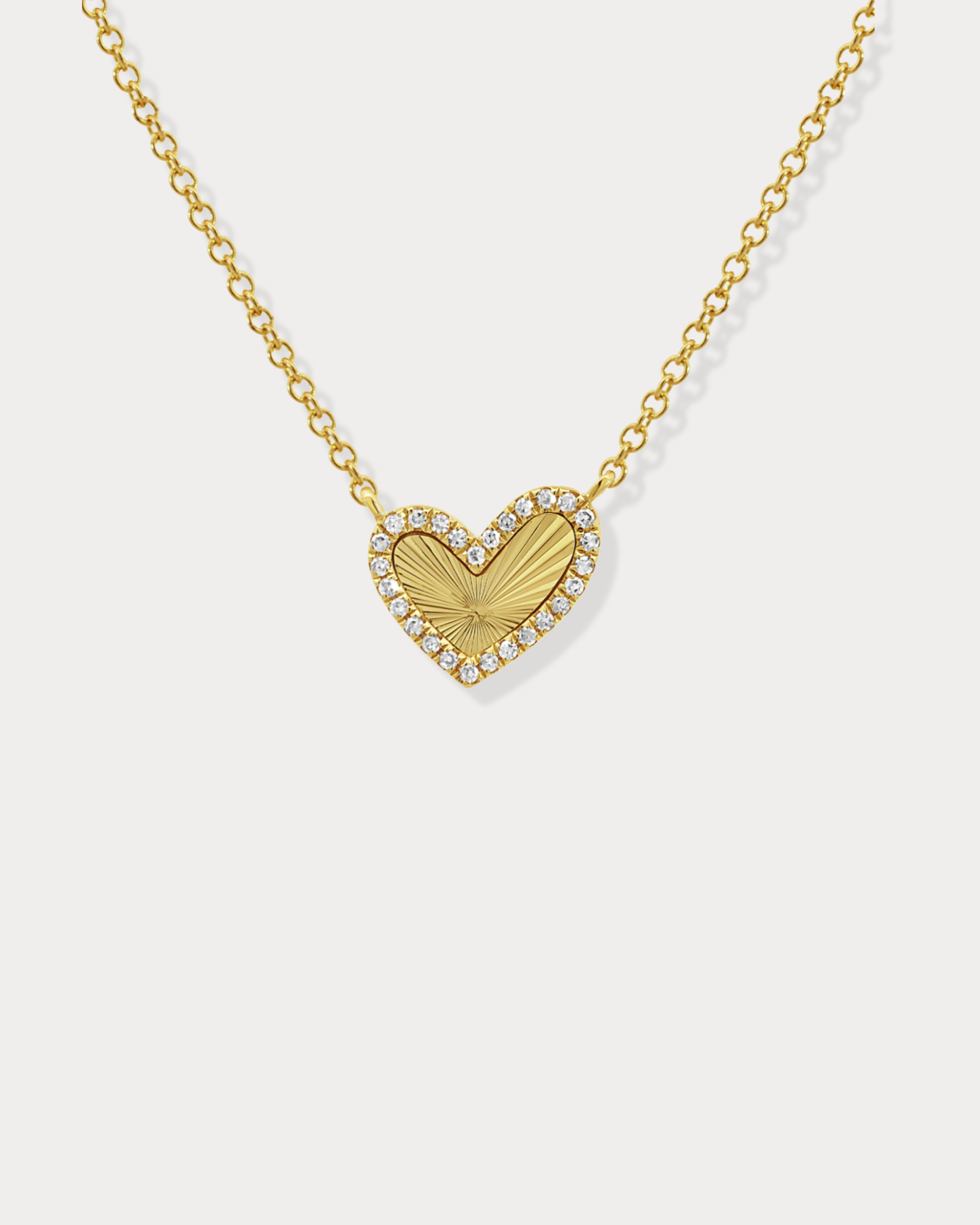 Mini diamond Fluted Heart Pendant Necklace