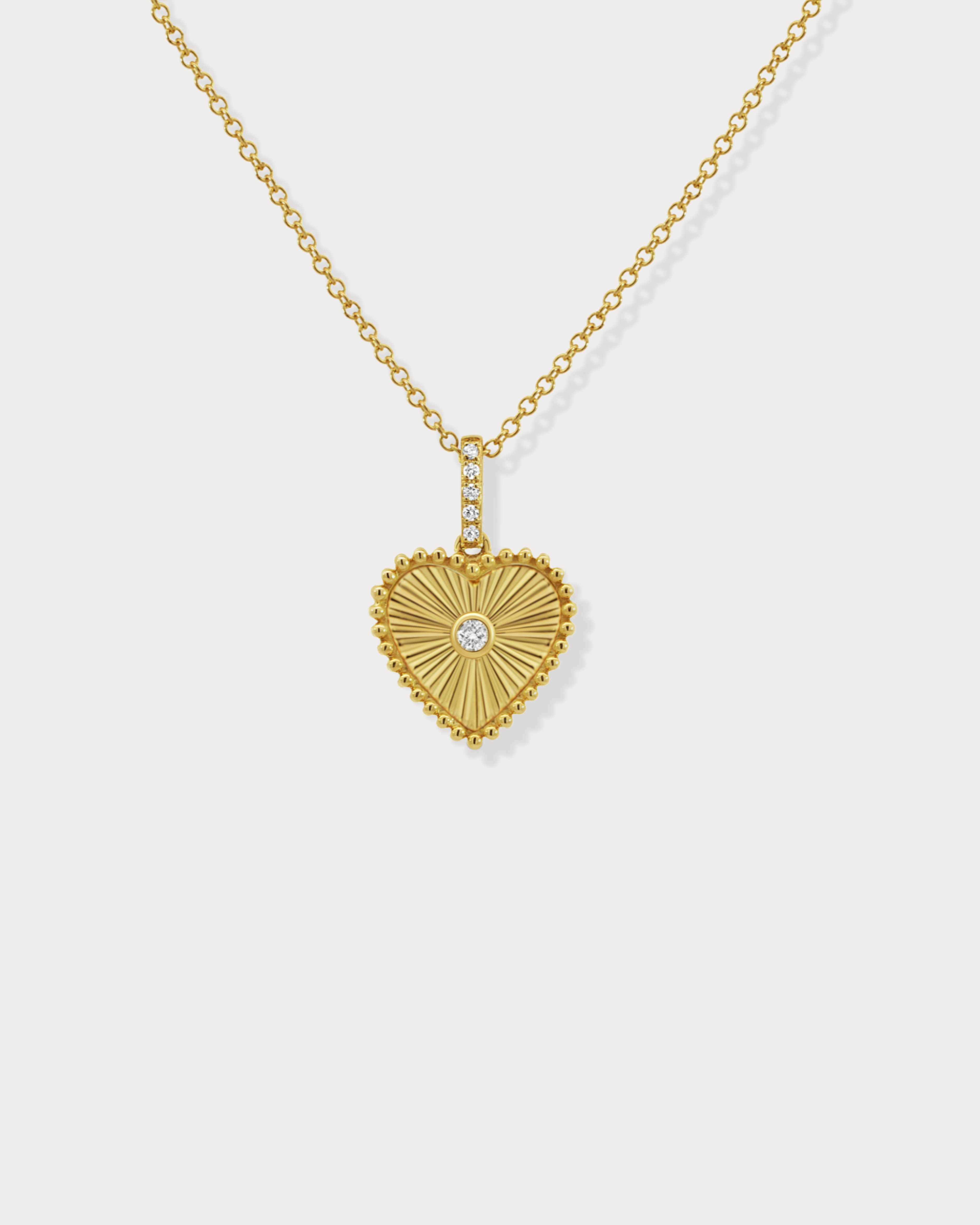 Gold Fluted Heart Pendant Necklace