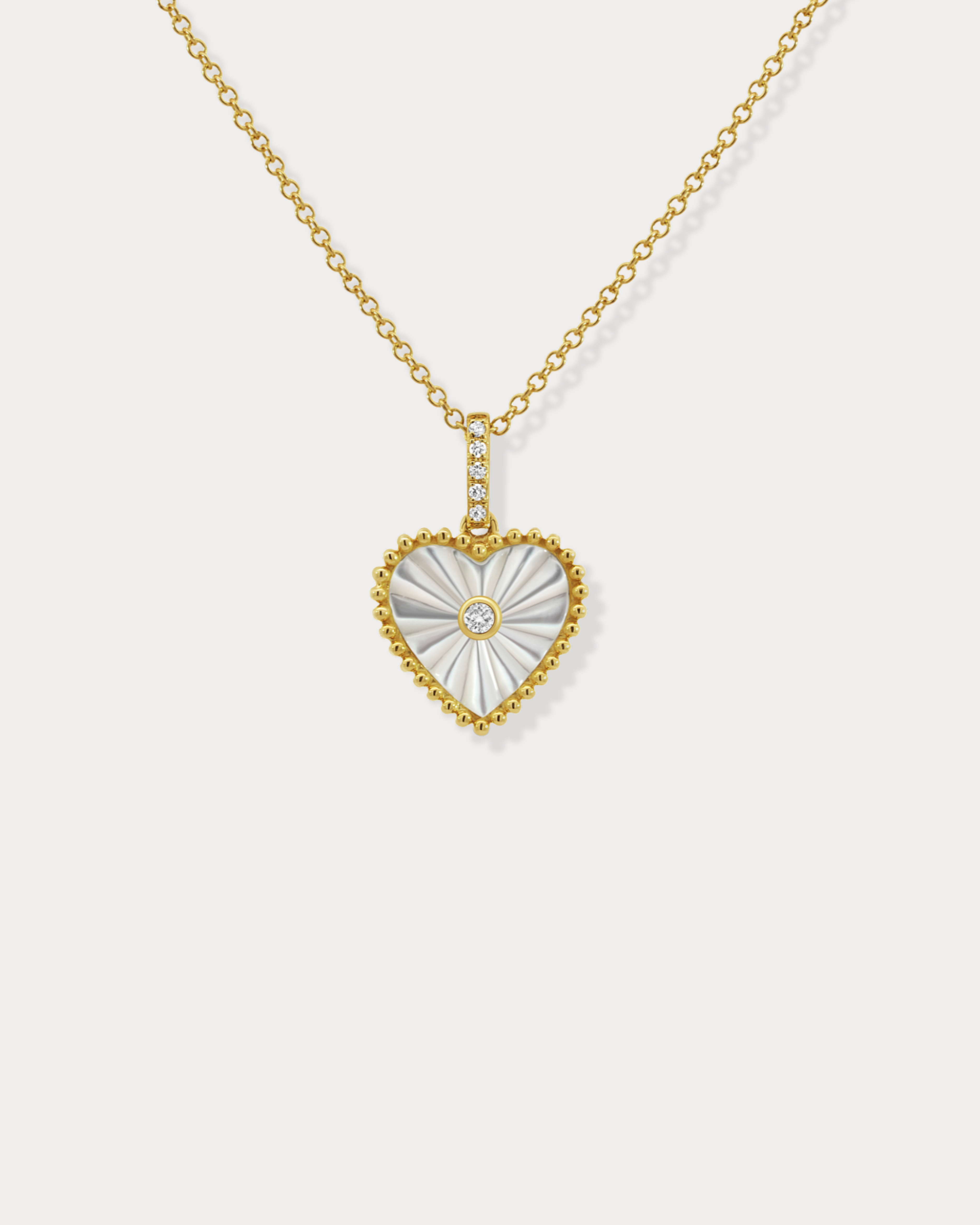 Fluted Mother of pearl Heart Necklace
