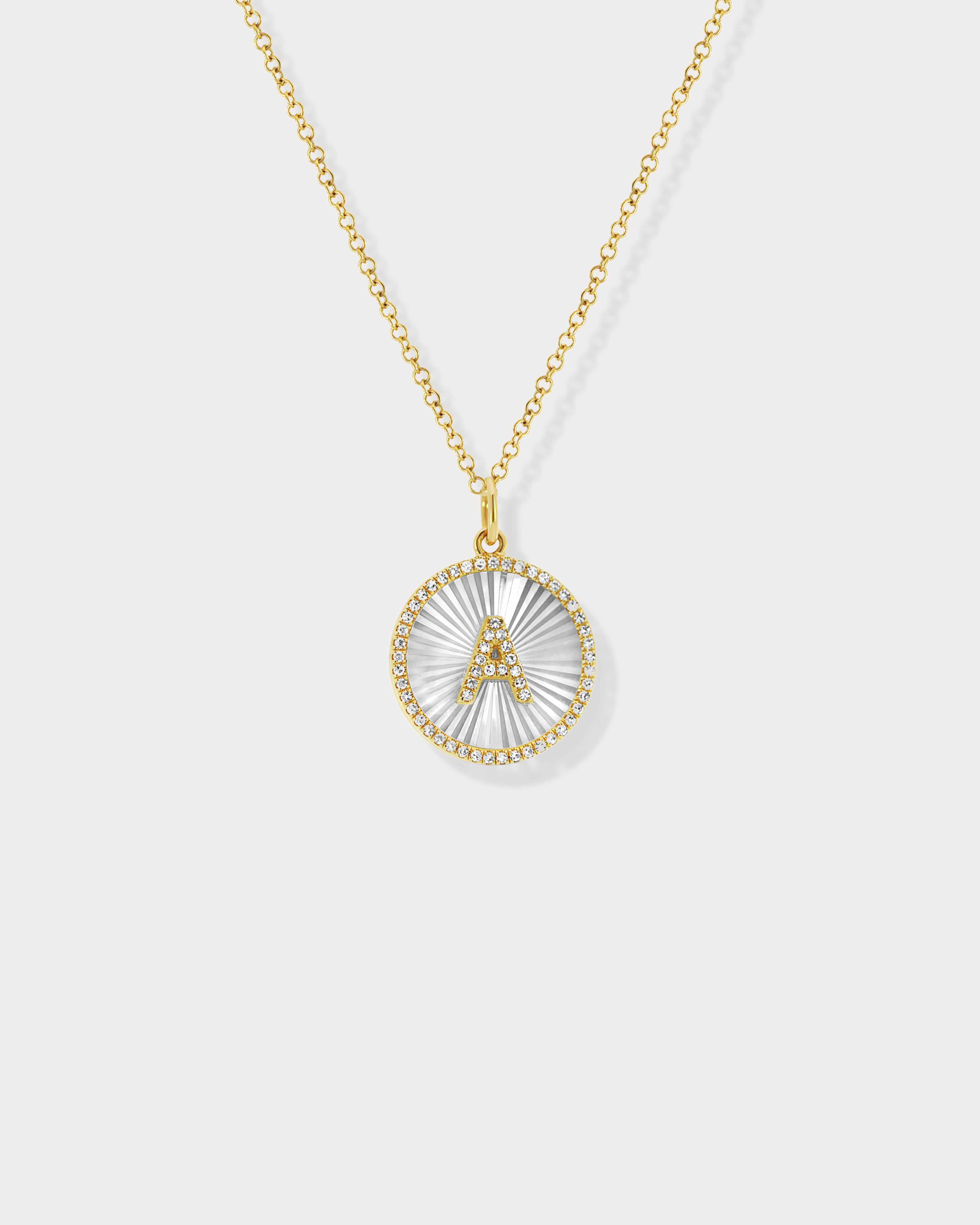 MOTHER OF PEARL INITIAL COIN NECKLACE