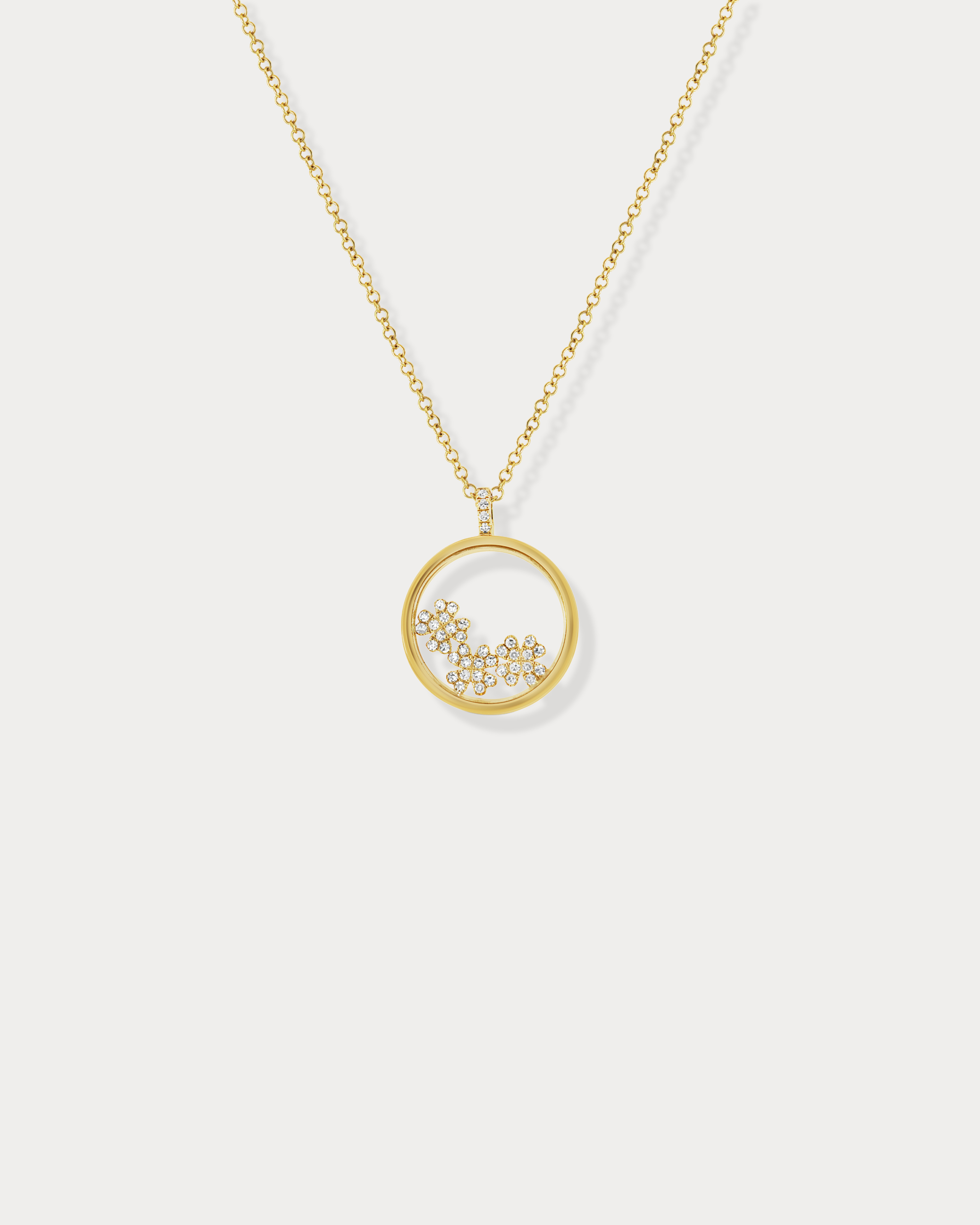 Diamond Floating Flowers Necklace