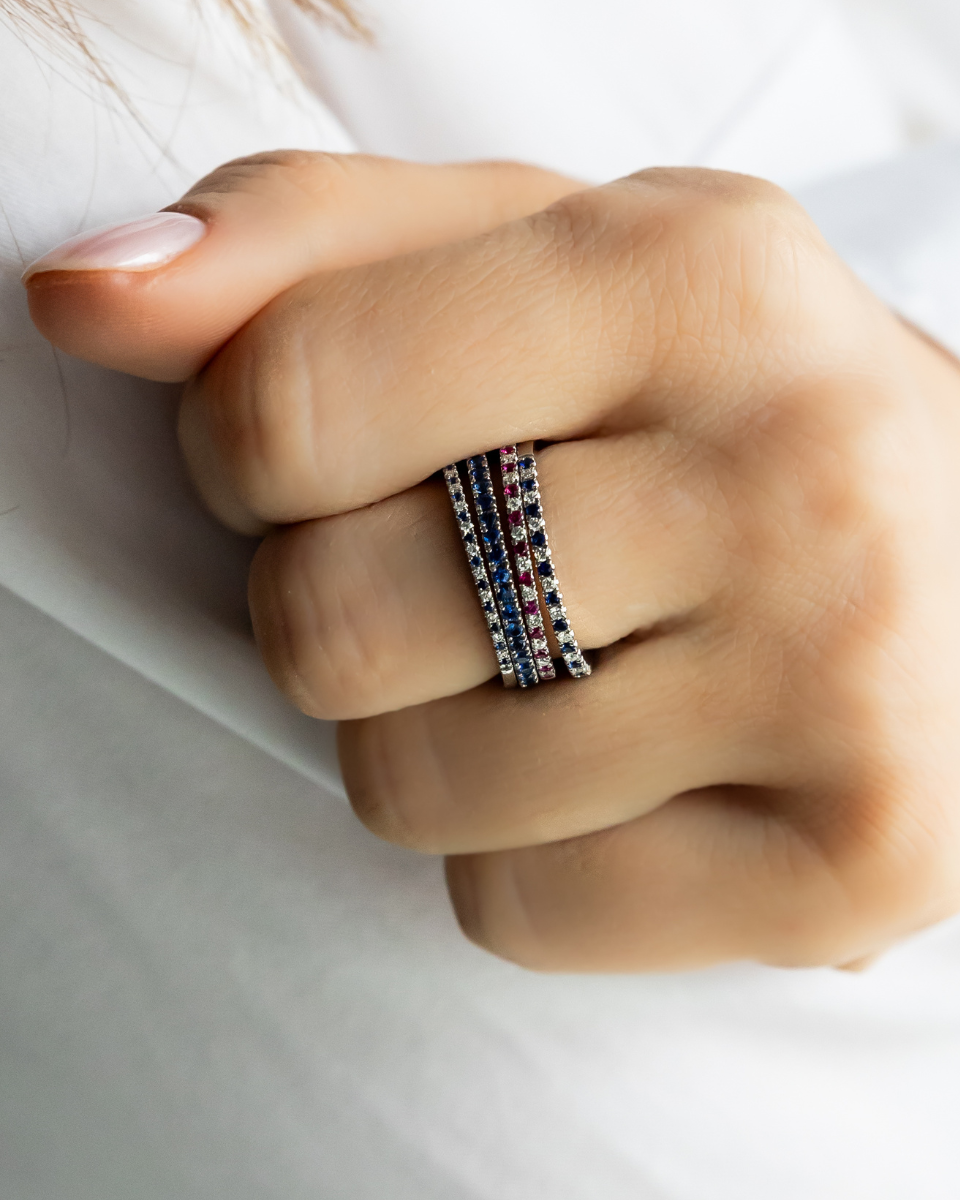 Diamond and Ruby Half Eternity Band