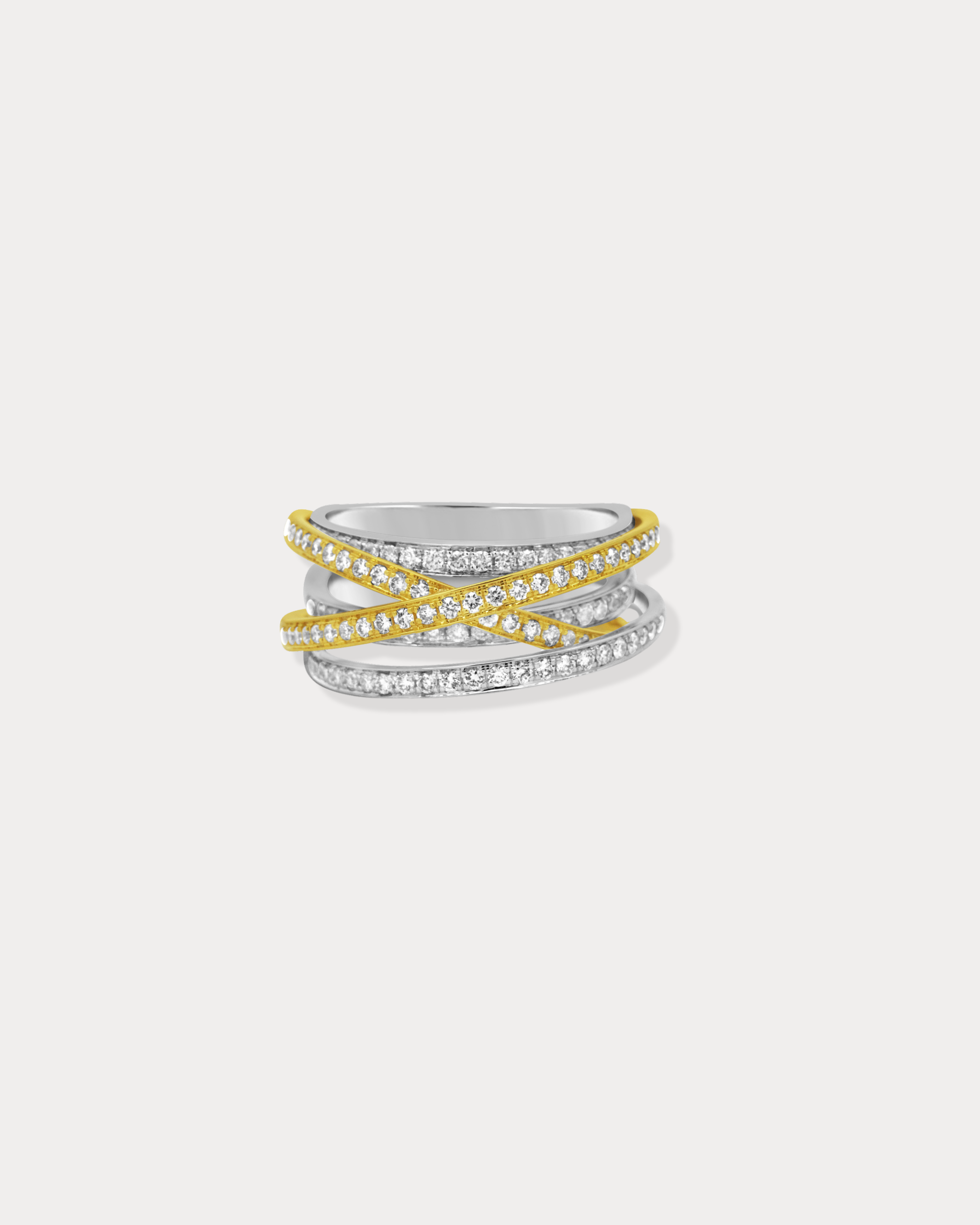 Two-Tone Crisscross Diamond Ring