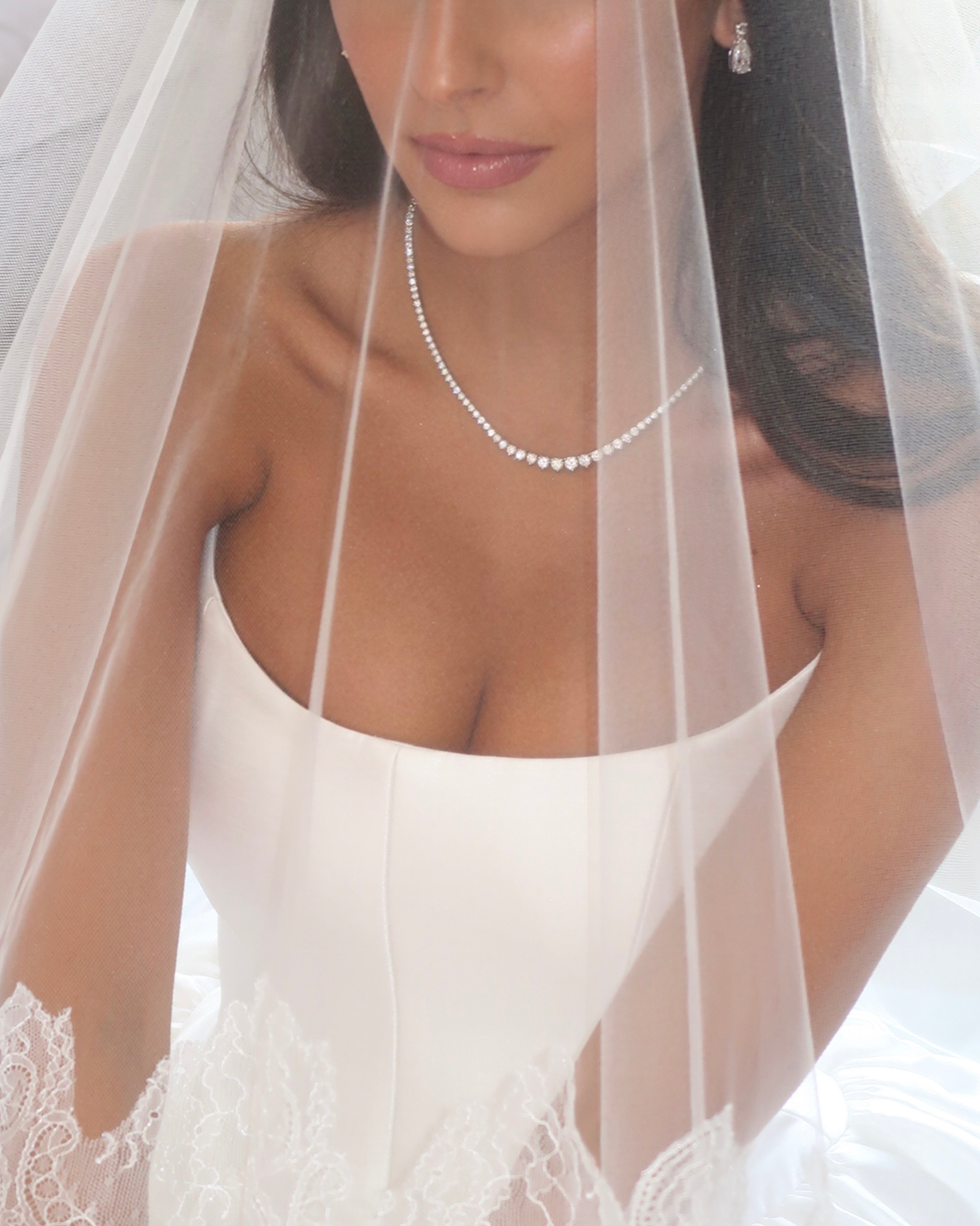 Medium Graduated Three-Prong Tennis Necklace