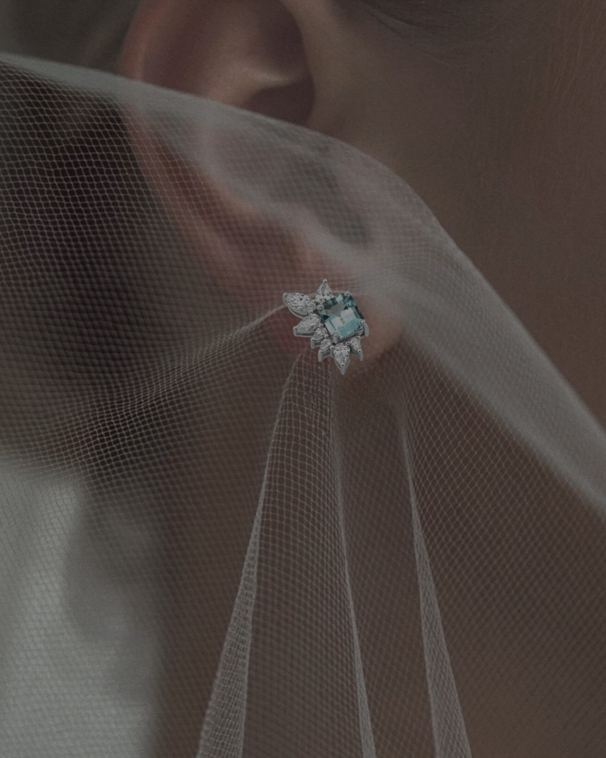 Aquamarine Emerald cut studs