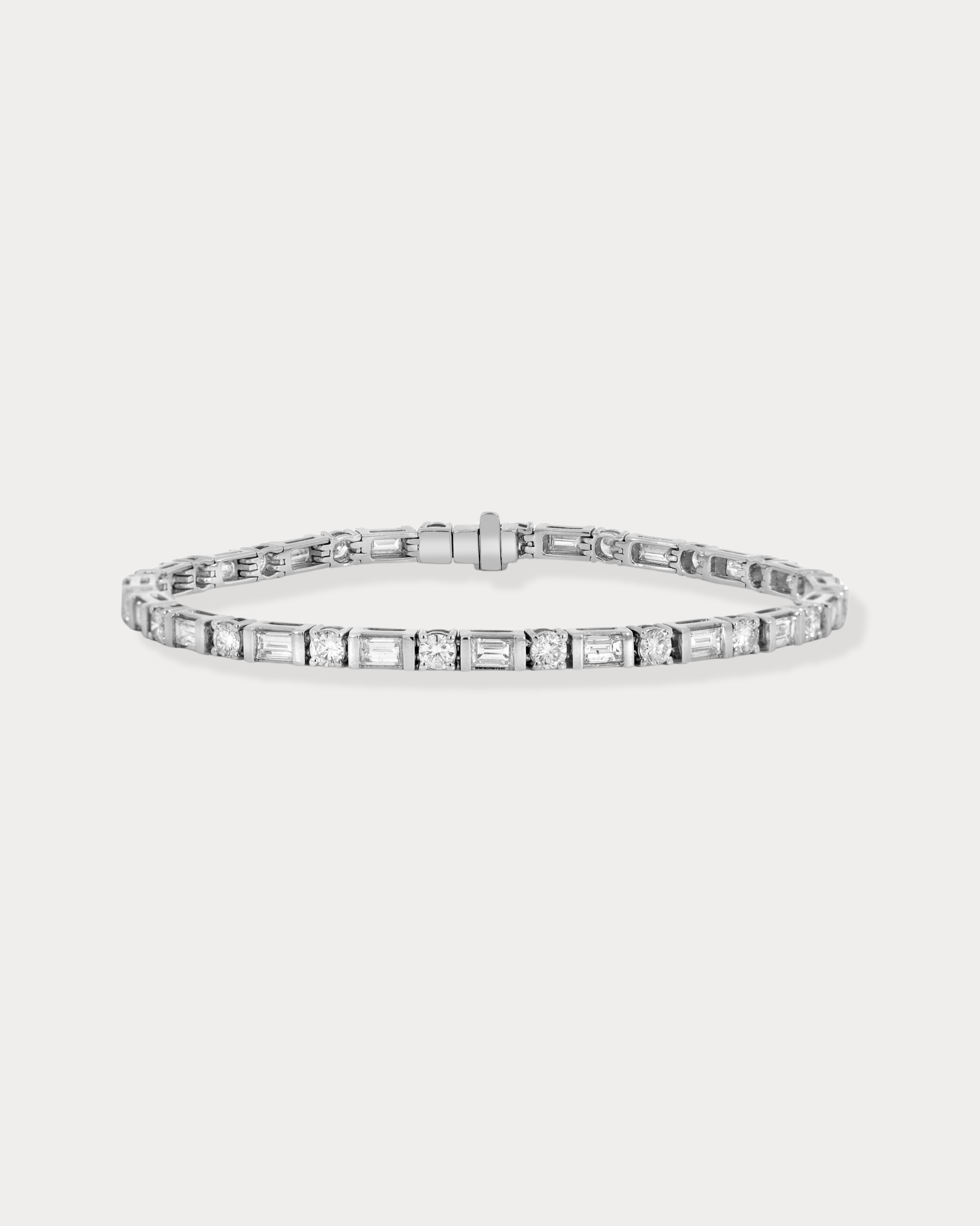 Round and Baguette Diamond Tennis Bracelet