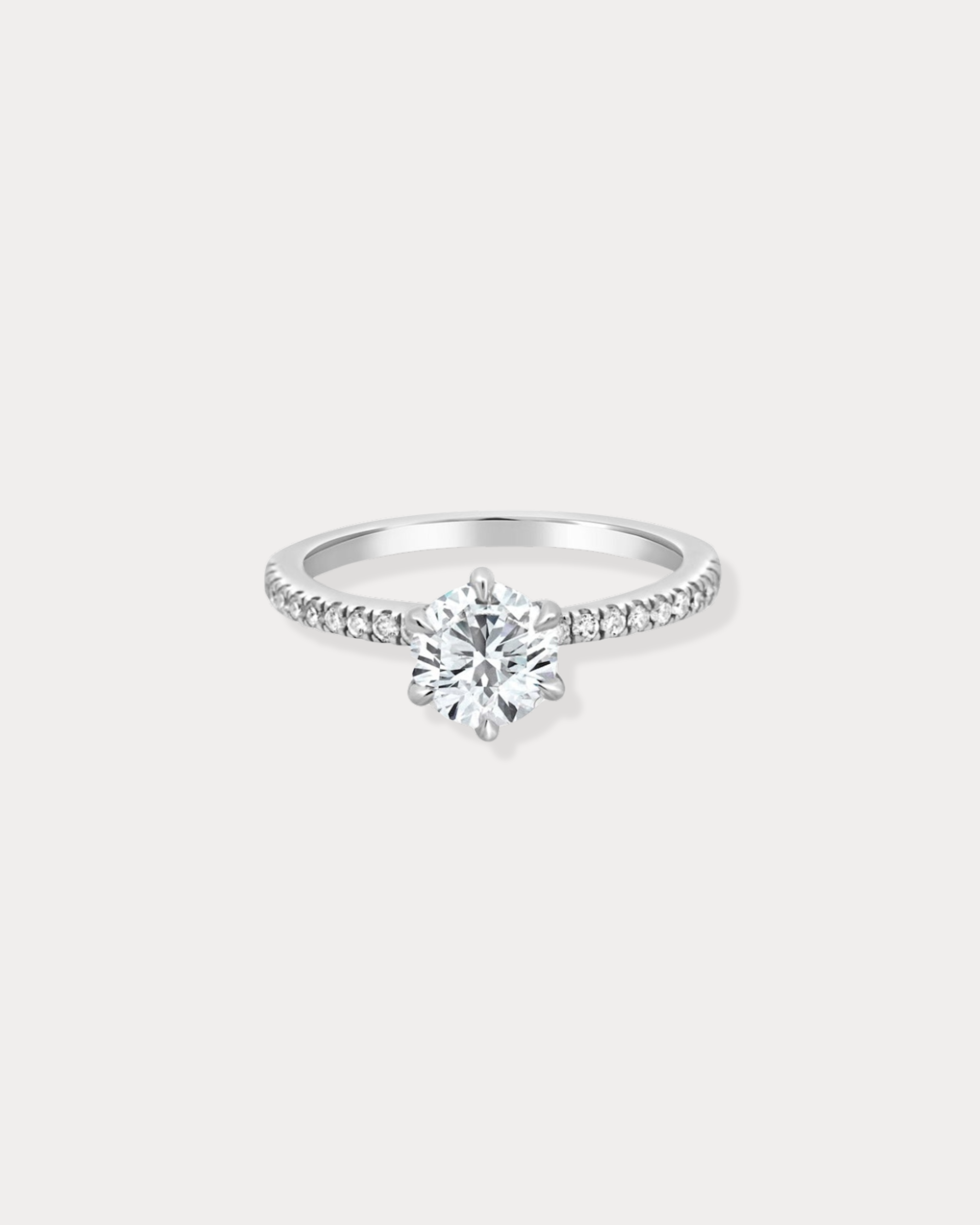 Round Cut Six-prong Lab Diamond Engagement ring