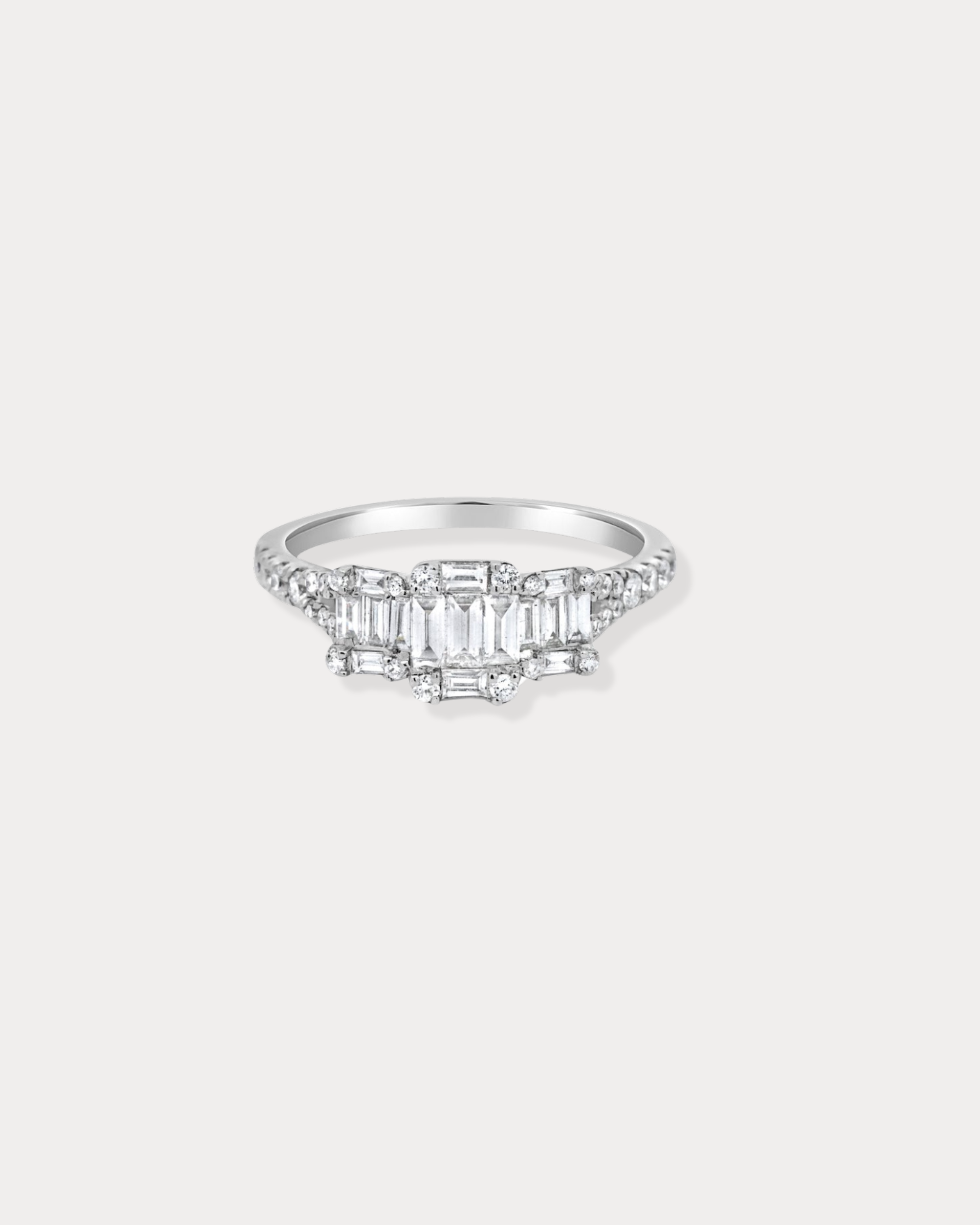 Baguette Trinity Natural Diamond engagement ring