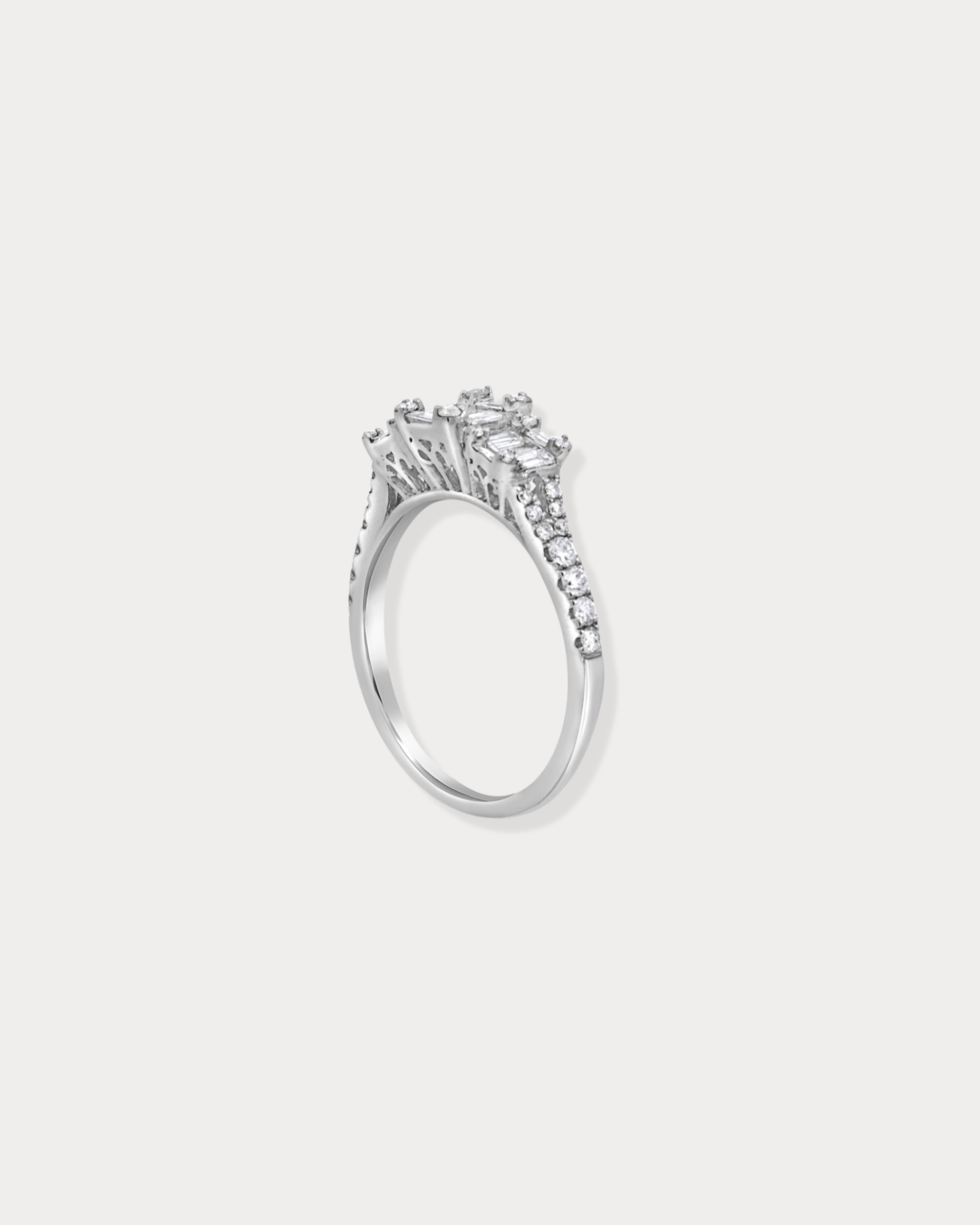 Baguette Trinity Natural Diamond engagement ring