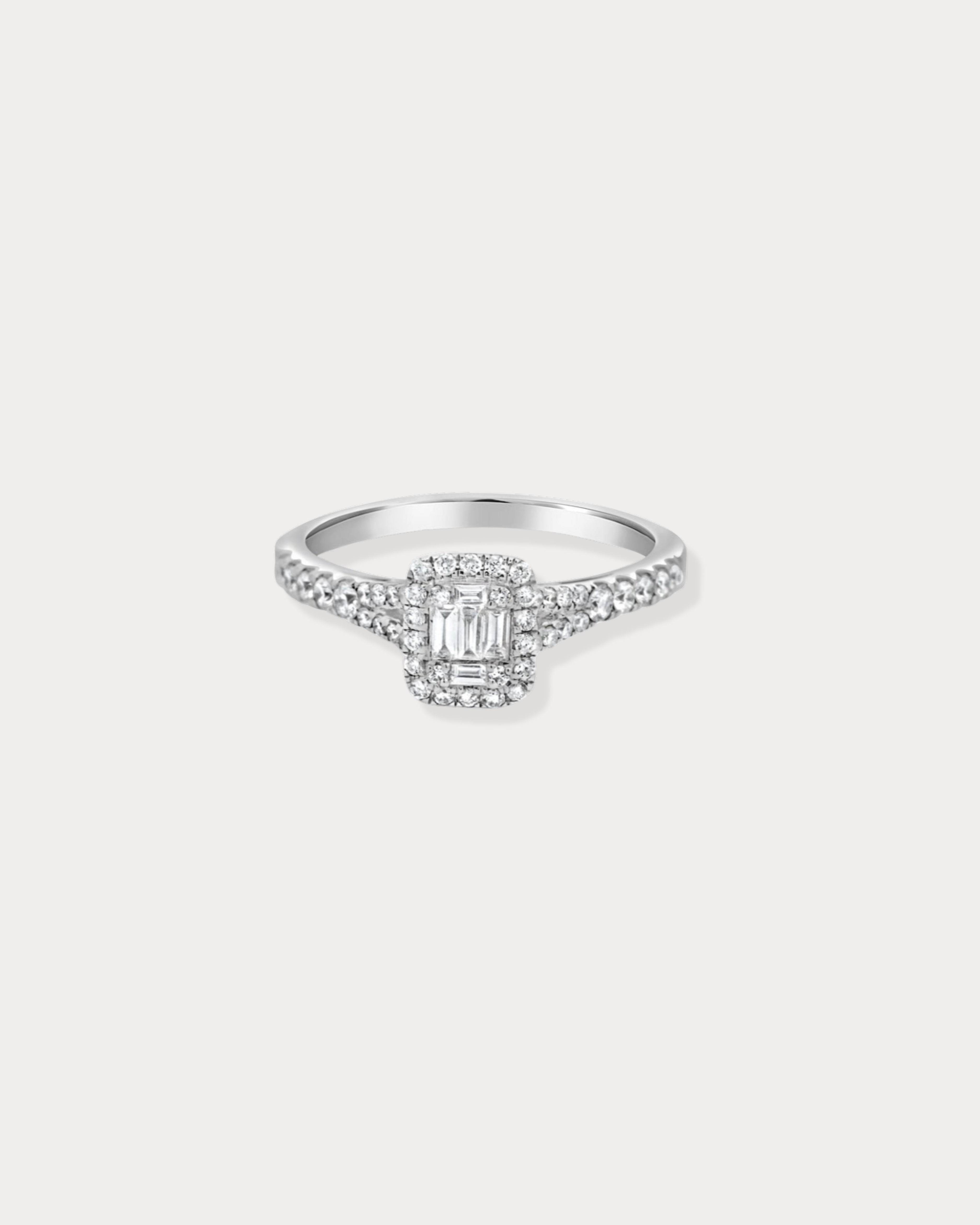 Baguette Cut Natural Diamond Engagement Ring