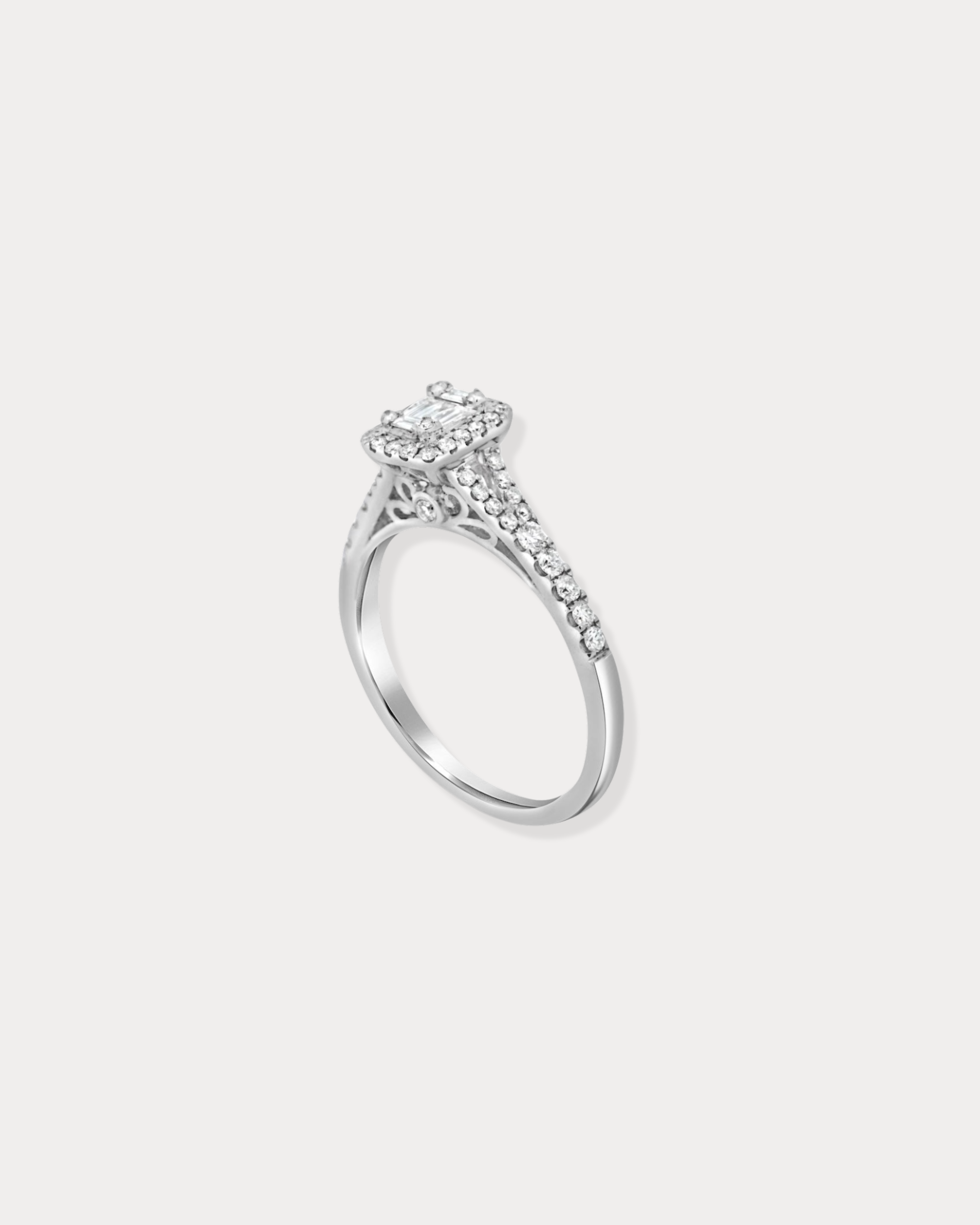 Baguette Cut Natural Diamond Engagement Ring
