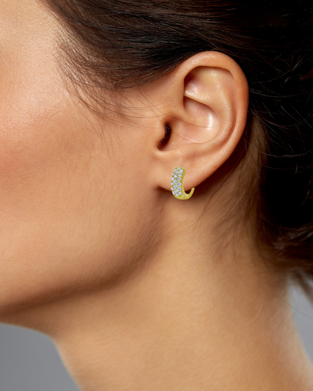 Yellow Gold Diamond huggies Earrings