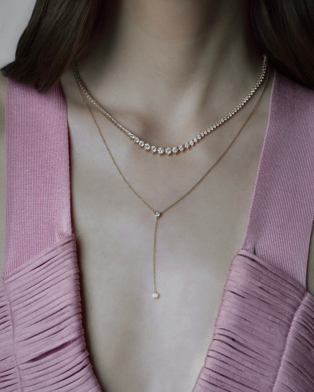 Large Graduated Three-Prong Tennis Necklace