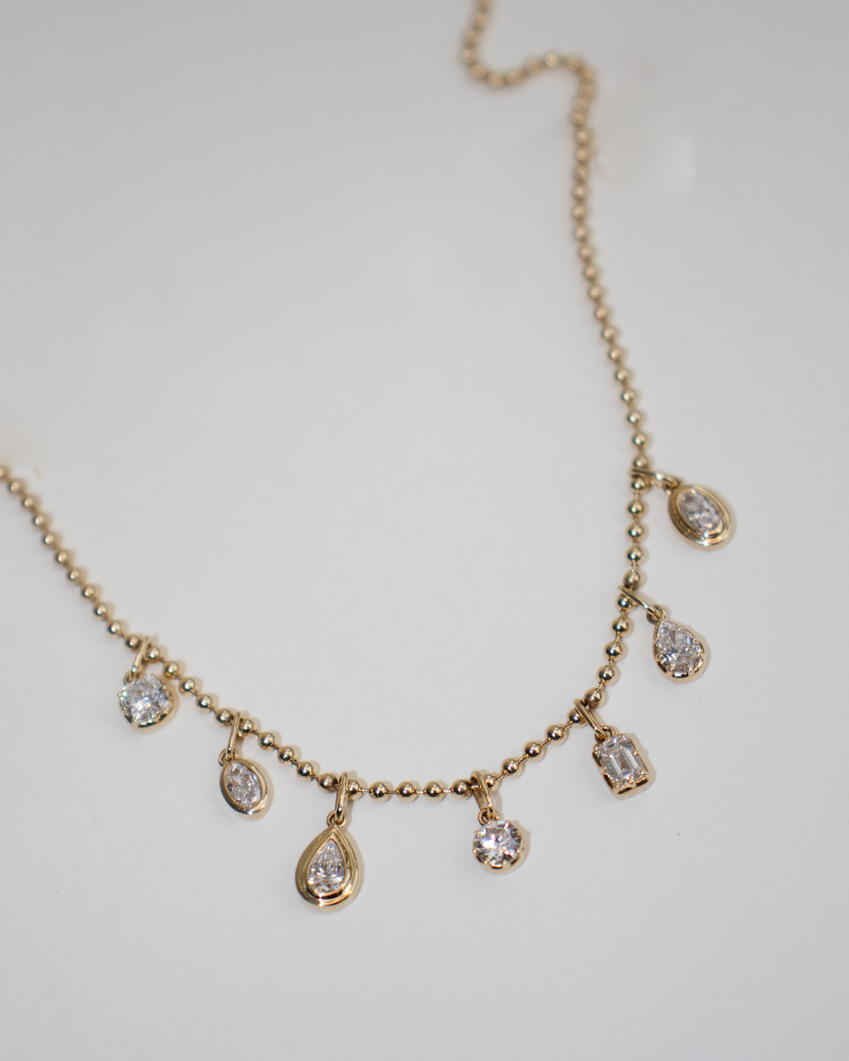Mixed Cut Diamond Charm Necklace